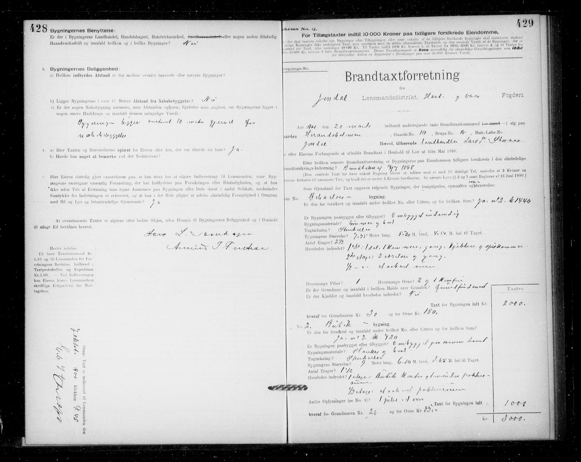 Lensmannen i Jondal, SAB/A-33101/0012/L0005: Branntakstprotokoll, skjematakst, 1894-1951, p. 428-429