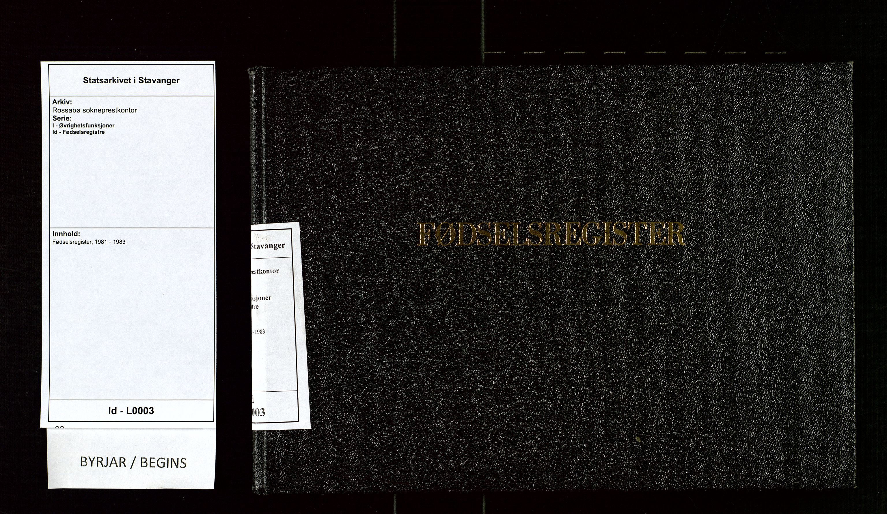 Rossabø sokneprestkontor, SAST/A -101862/I/Id/L0003: Birth register no. 3, 1981-1983