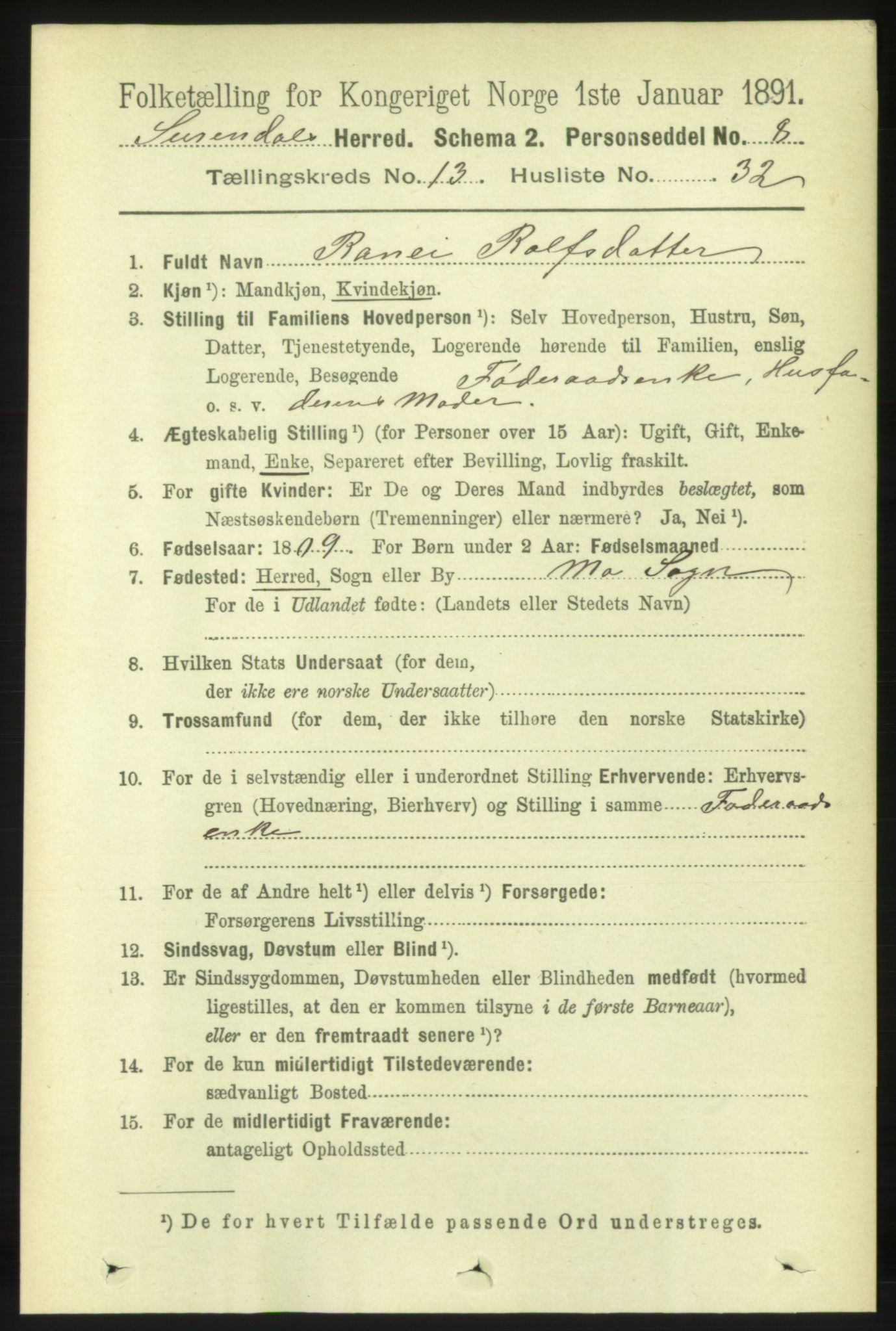 RA, 1891 census for 1566 Surnadal, 1891, p. 3341