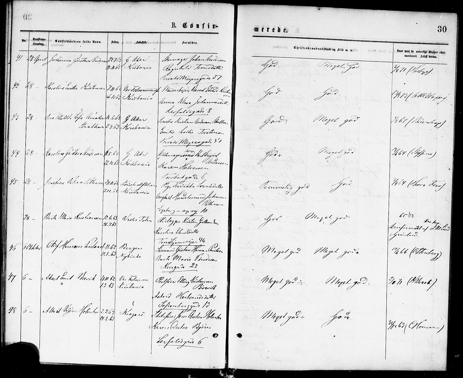 Paulus prestekontor Kirkebøker, SAO/A-10871/F/Fa/L0002: Parish register (official) no. 2, 1875-1878, p. 30