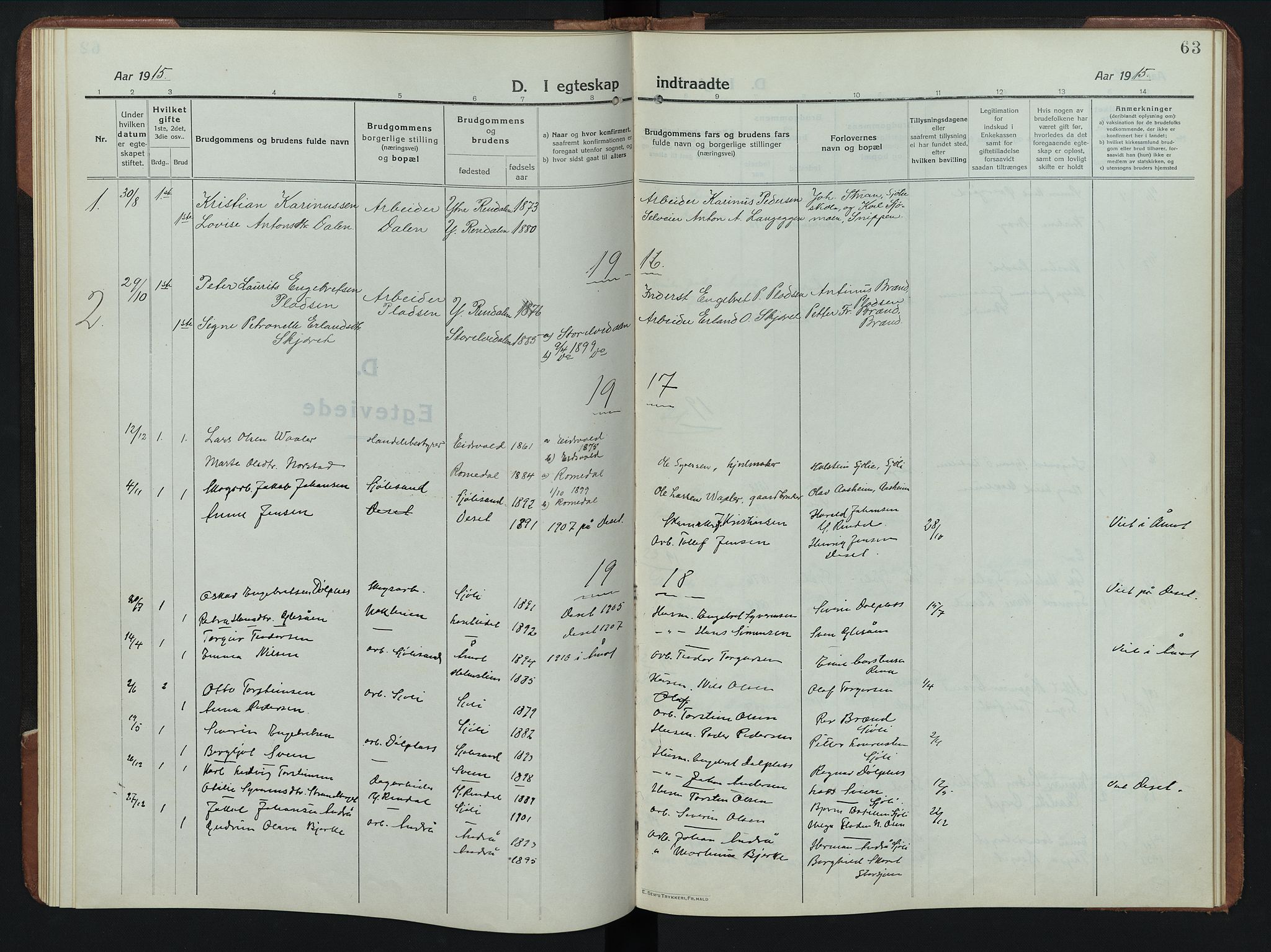 Rendalen prestekontor, AV/SAH-PREST-054/H/Ha/Hab/L0008: Parish register (copy) no. 8, 1914-1948, p. 63