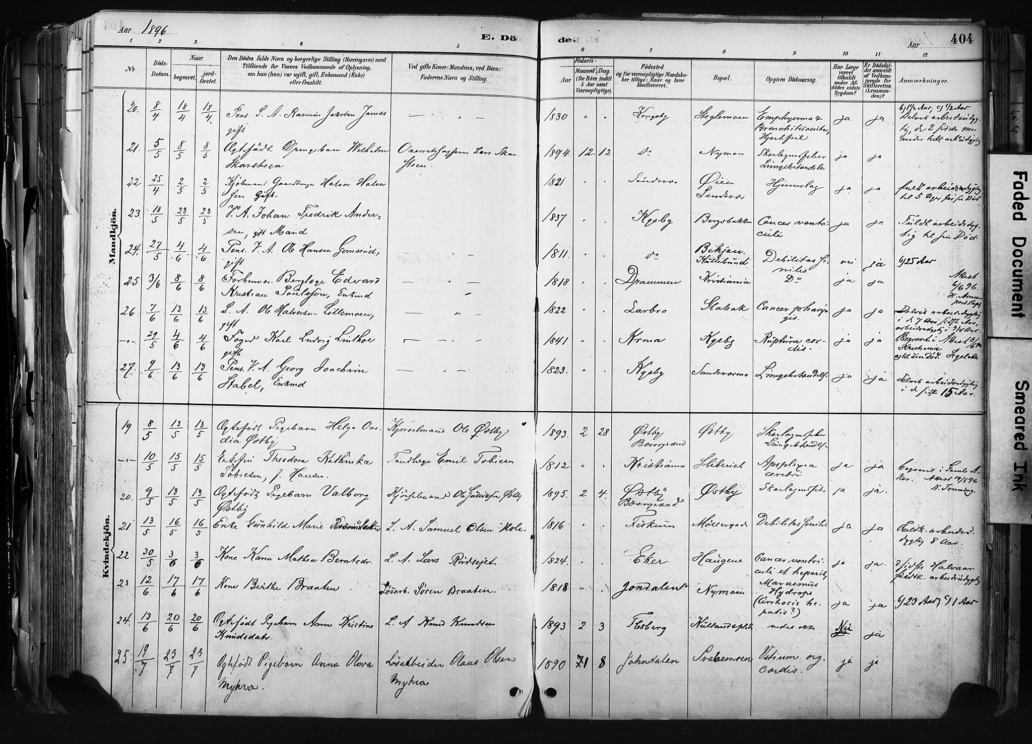 Kongsberg kirkebøker, AV/SAKO-A-22/F/Fb/L0002: Parish register (official) no. II 2, 1886-1896, p. 404