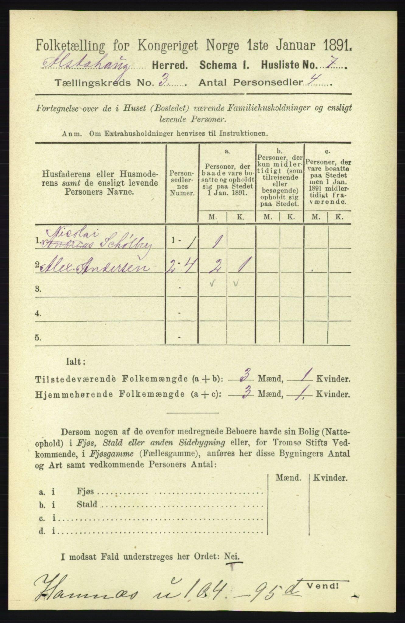 RA, 1891 census for 1820 Alstahaug, 1891, p. 1042