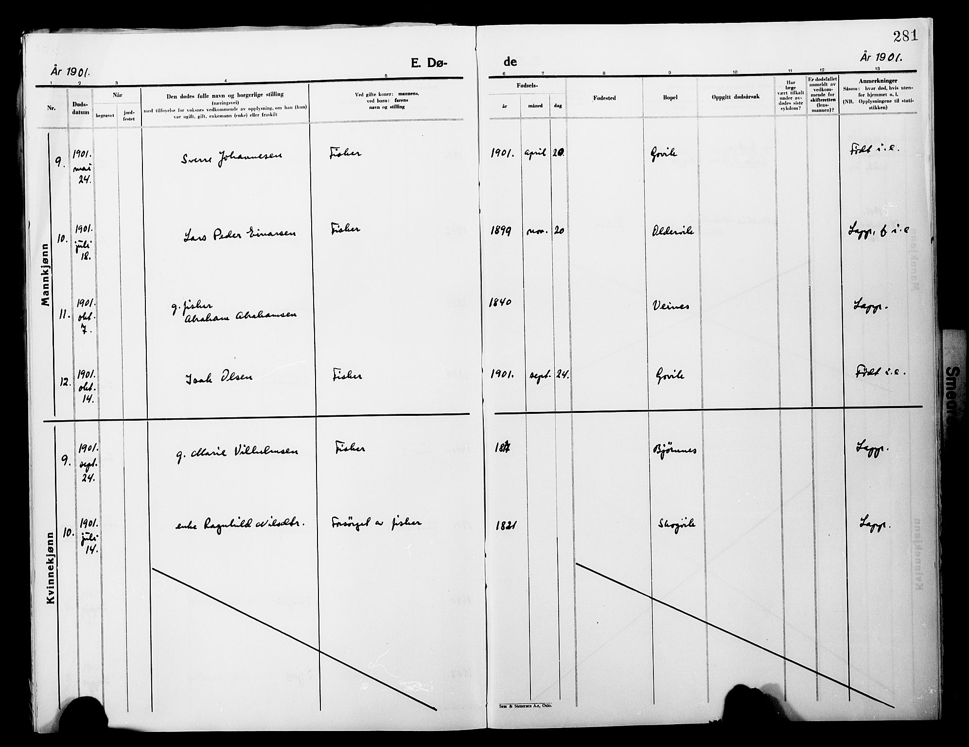 Lebesby sokneprestkontor, AV/SATØ-S-1353/H/Ha/L0004kirke: Parish register (official) no. 4, 1870-1902, p. 281