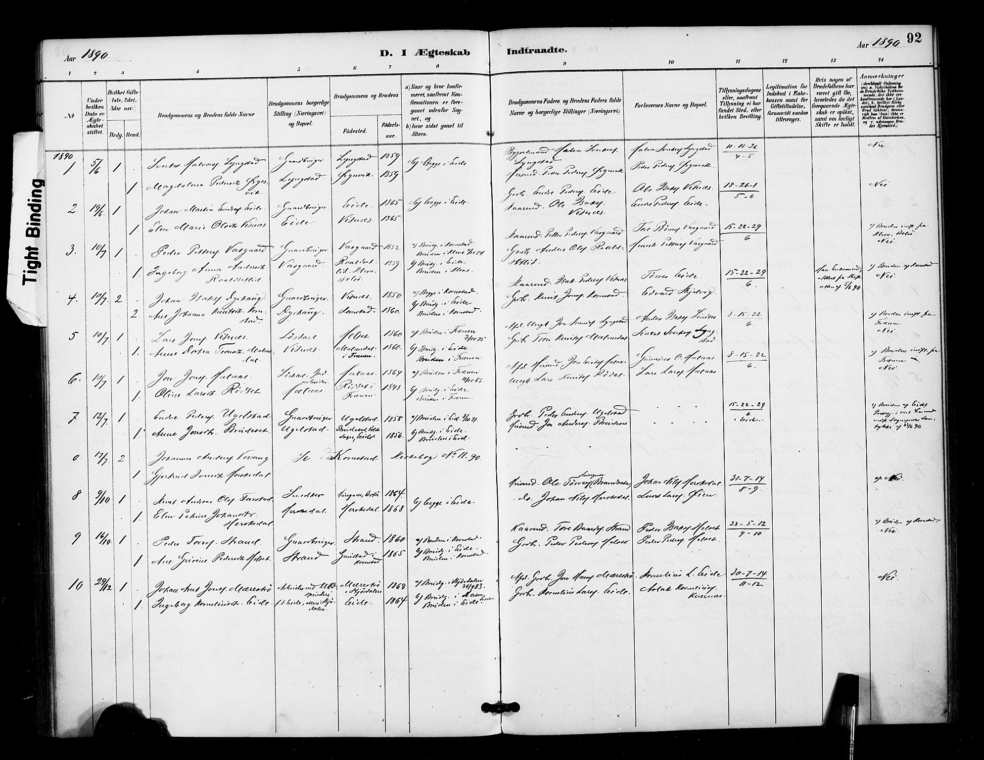 Ministerialprotokoller, klokkerbøker og fødselsregistre - Møre og Romsdal, AV/SAT-A-1454/571/L0836: Parish register (official) no. 571A01, 1884-1899, p. 92