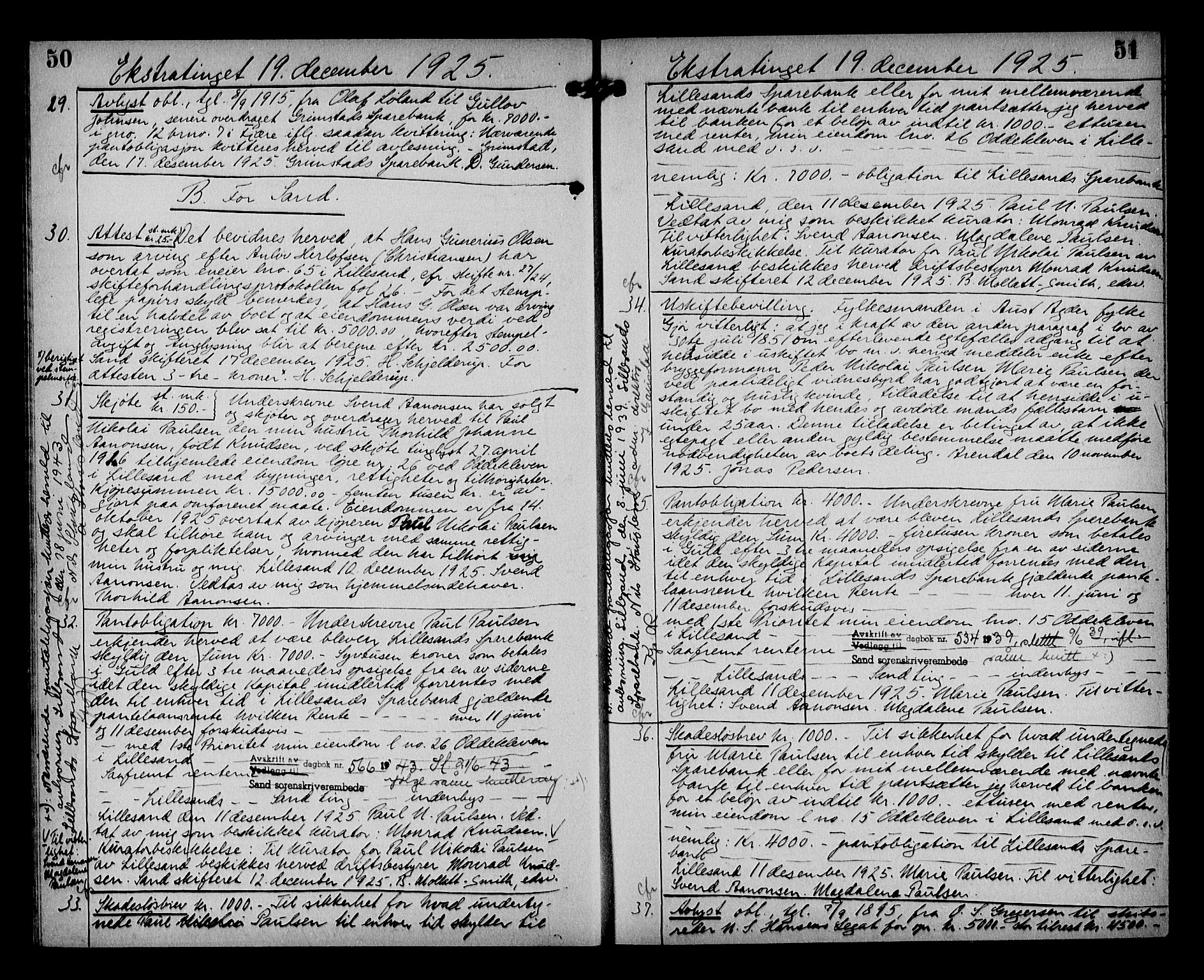 Vestre Nedenes/Sand sorenskriveri, AV/SAK-1221-0010/G/Gb/Gba/L0035: Mortgage book no. 61, 1925-1929, p. 50-51