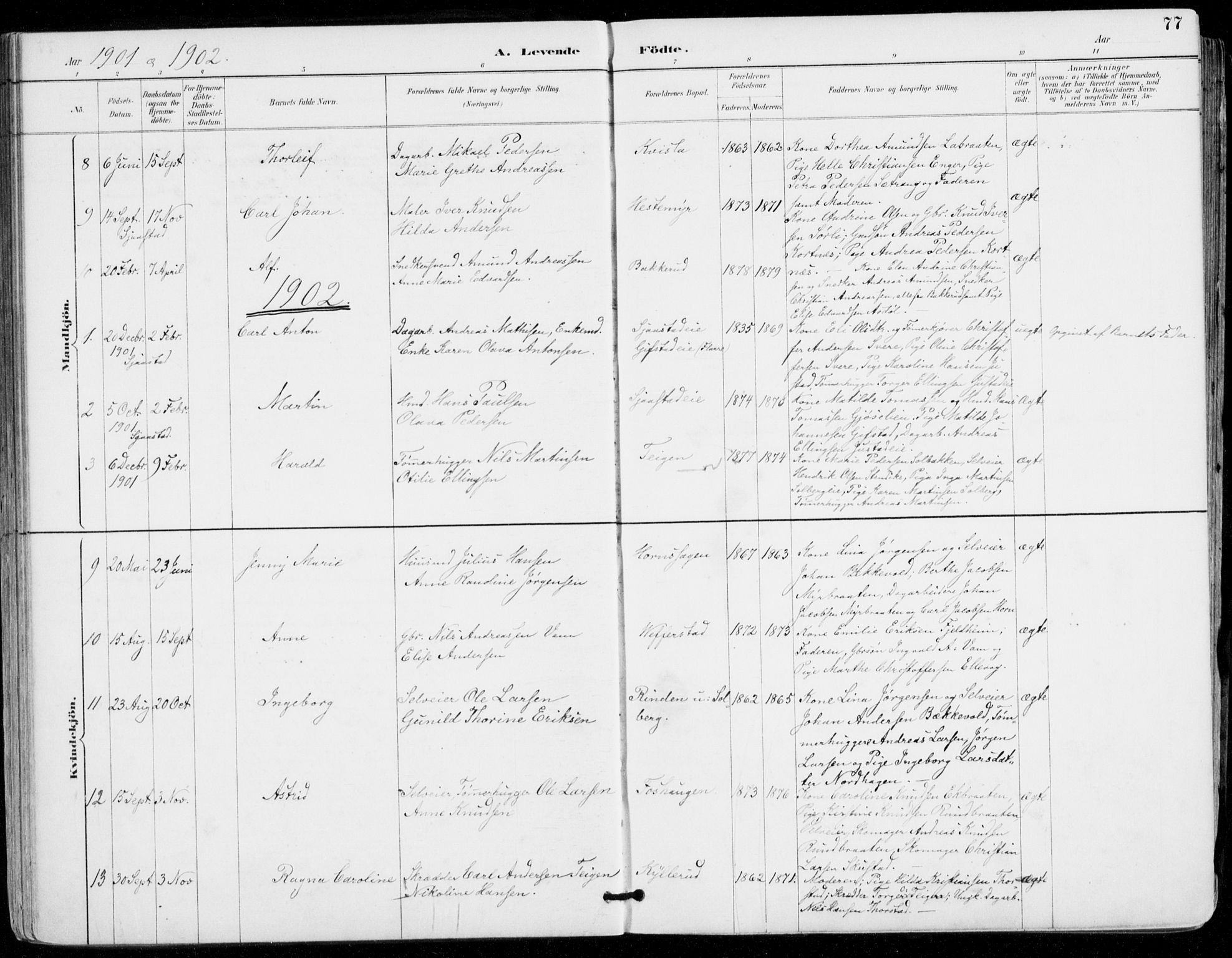 Sylling kirkebøker, SAKO/A-247/F/Fa/L0001: Parish register (official) no. 1, 1883-1910, p. 77