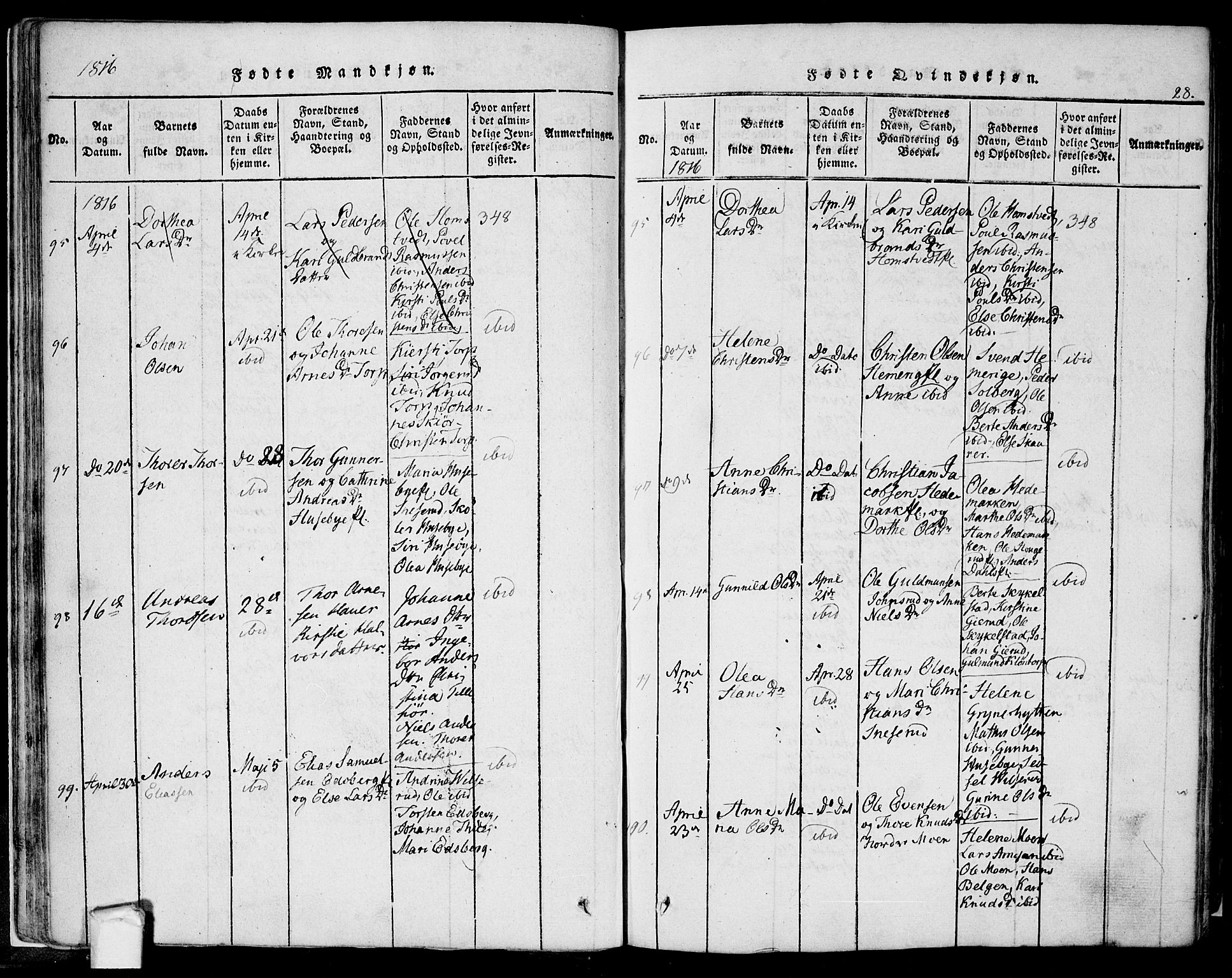 Eidsberg prestekontor Kirkebøker, AV/SAO-A-10905/F/Fa/L0007: Parish register (official) no. I 7, 1814-1832, p. 28