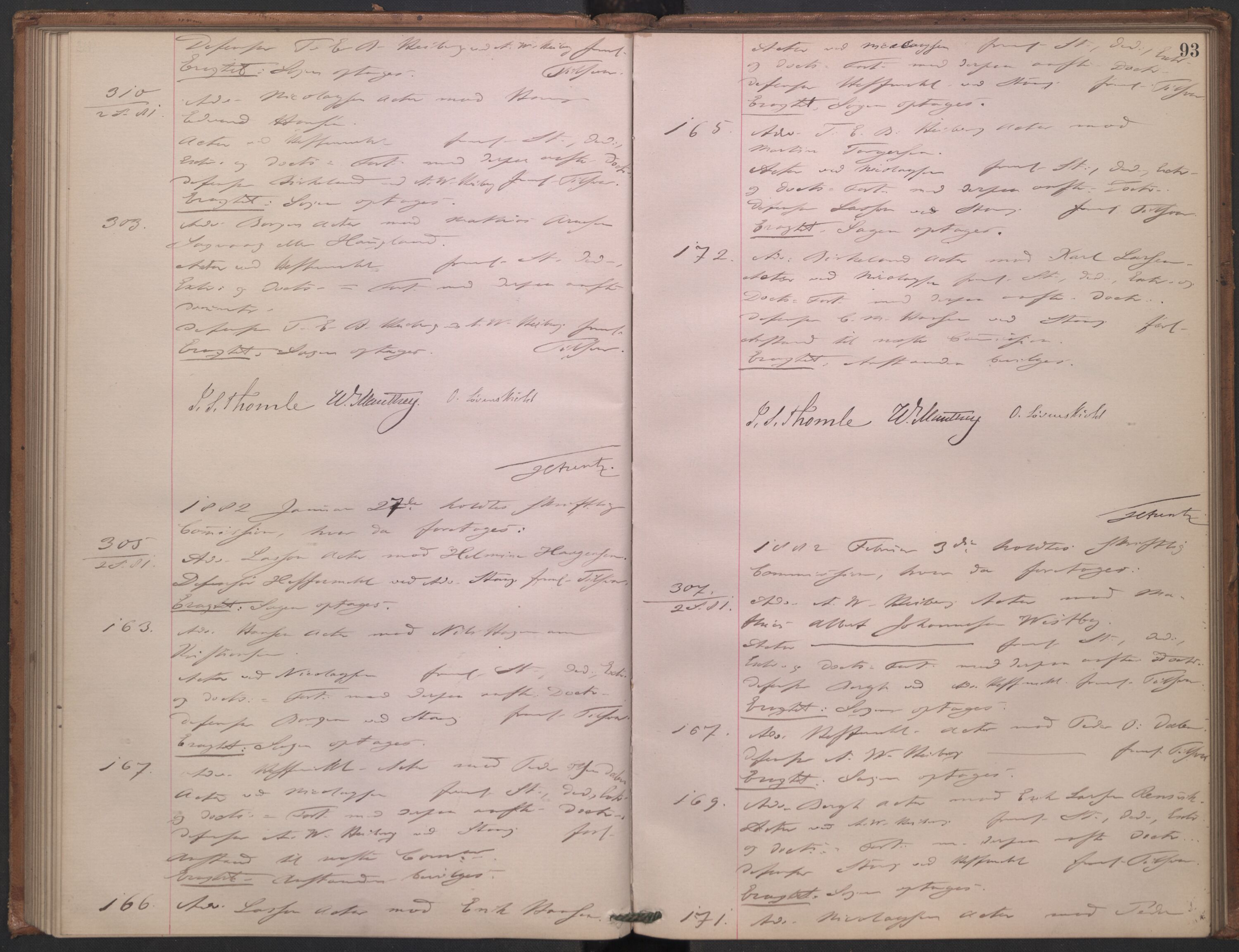 Høyesterett, AV/RA-S-1002/E/Ef/L0014: Protokoll over saker som gikk til skriftlig behandling, 1879-1884, p. 92b-93a