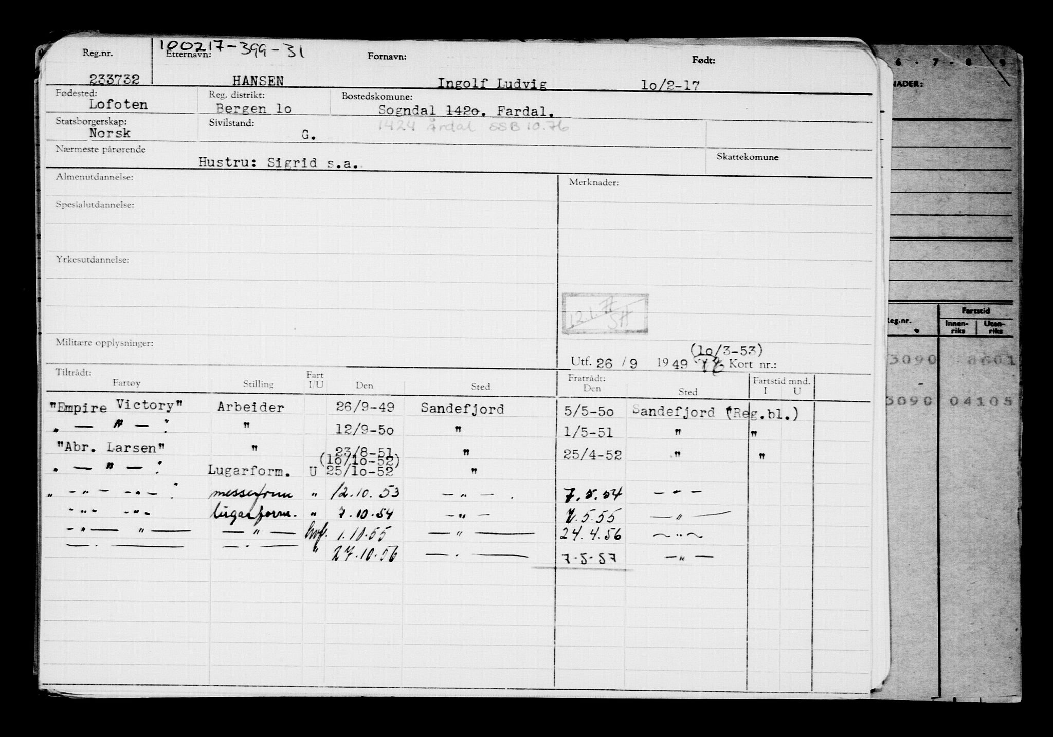 Direktoratet for sjømenn, AV/RA-S-3545/G/Gb/L0146: Hovedkort, 1917, p. 9