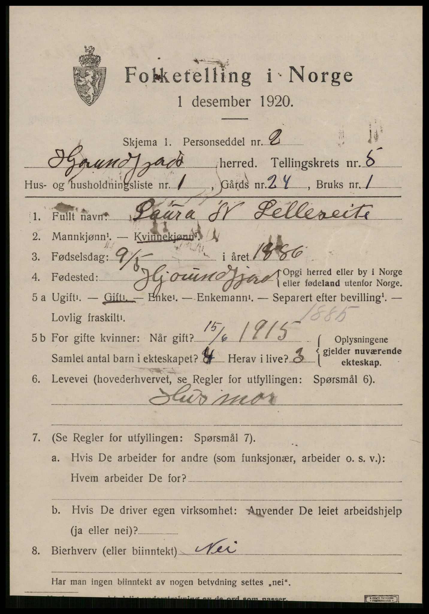 SAT, 1920 census for Hjørundfjord, 1920, p. 1791