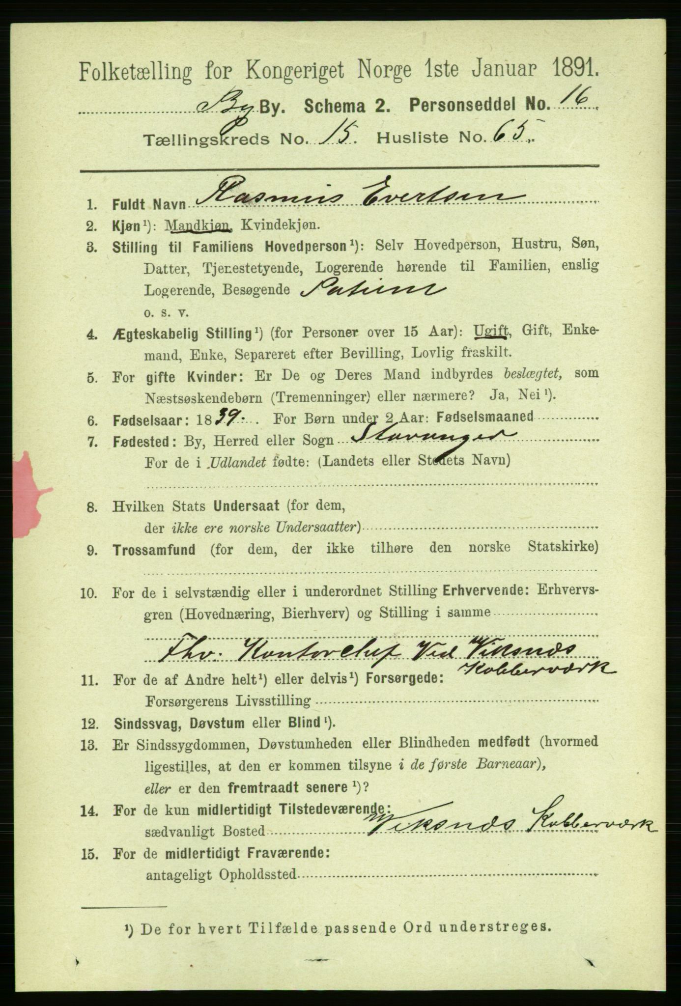 RA, 1891 Census for 1301 Bergen, 1891, p. 25029