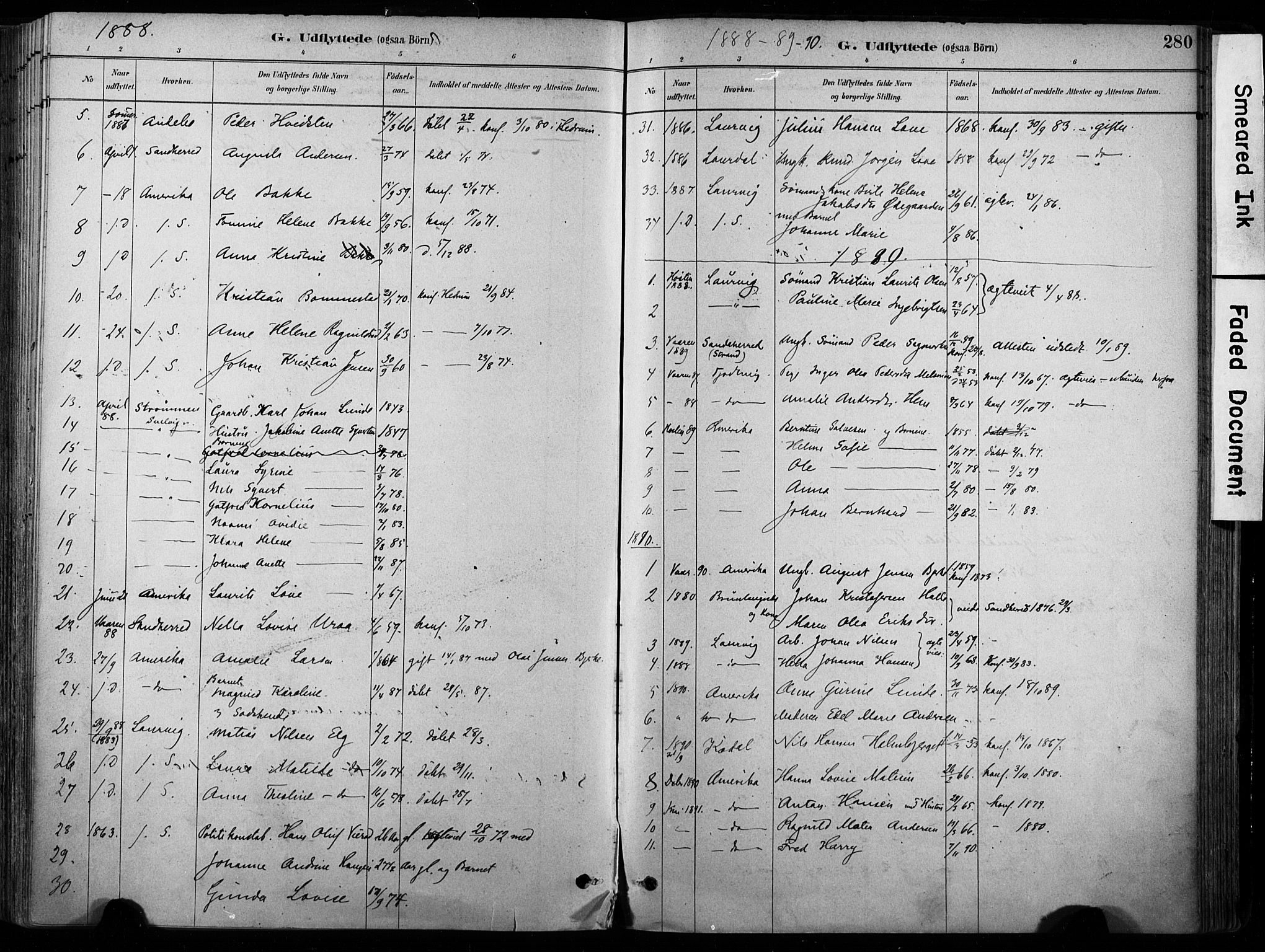 Hedrum kirkebøker, SAKO/A-344/F/Fa/L0009: Parish register (official) no. I 9, 1881-1903, p. 280