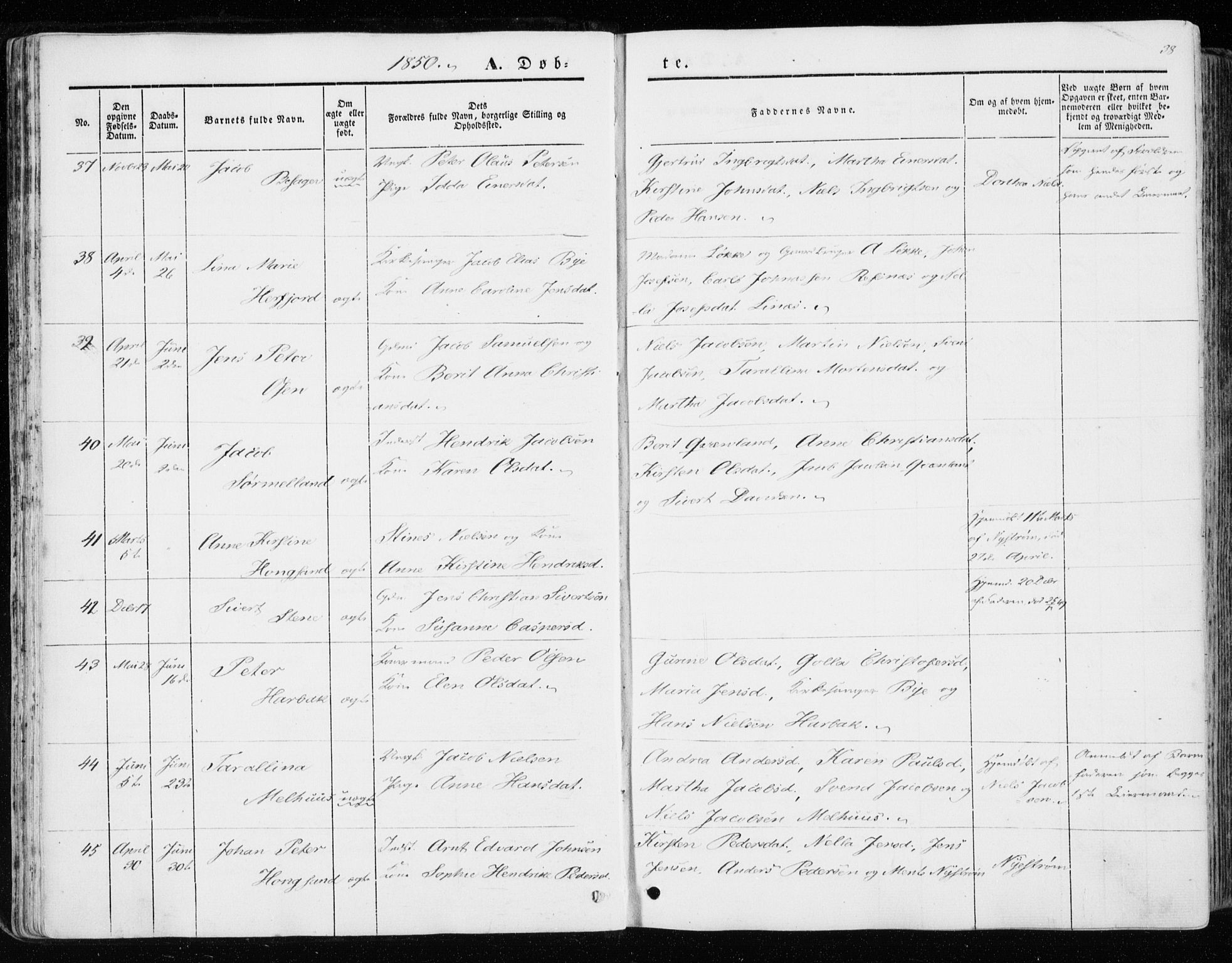 Ministerialprotokoller, klokkerbøker og fødselsregistre - Sør-Trøndelag, AV/SAT-A-1456/657/L0704: Parish register (official) no. 657A05, 1846-1857, p. 38