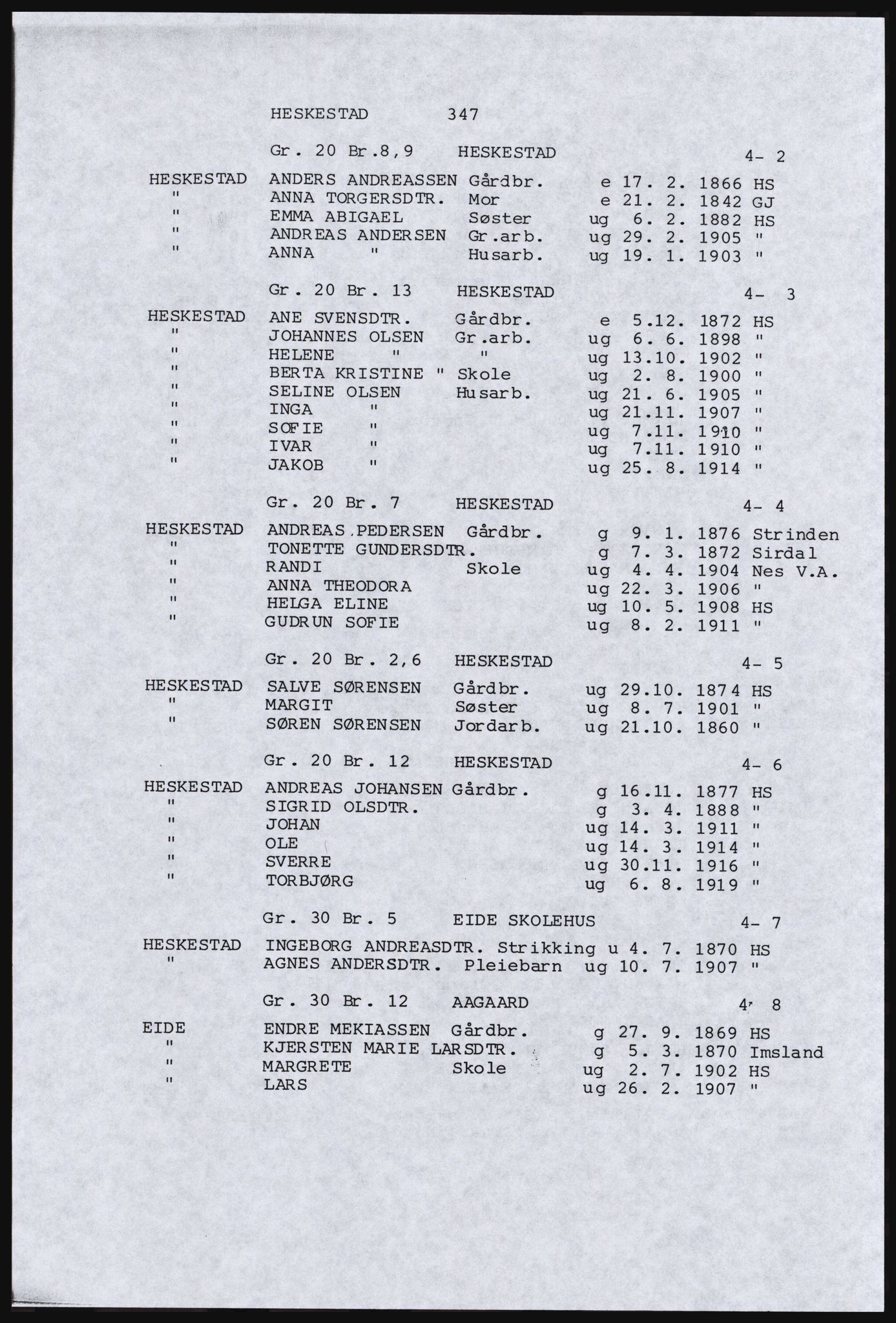 SAST, Copy of 1920 census for Dalane, 1920, p. 811