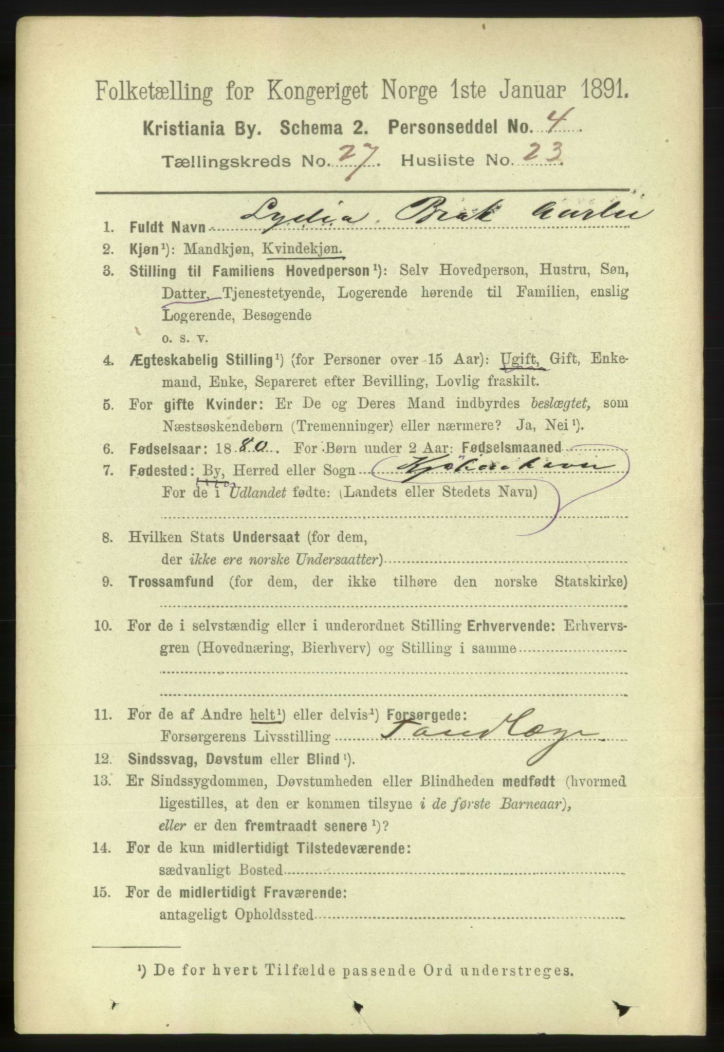 RA, 1891 census for 0301 Kristiania, 1891, p. 14264