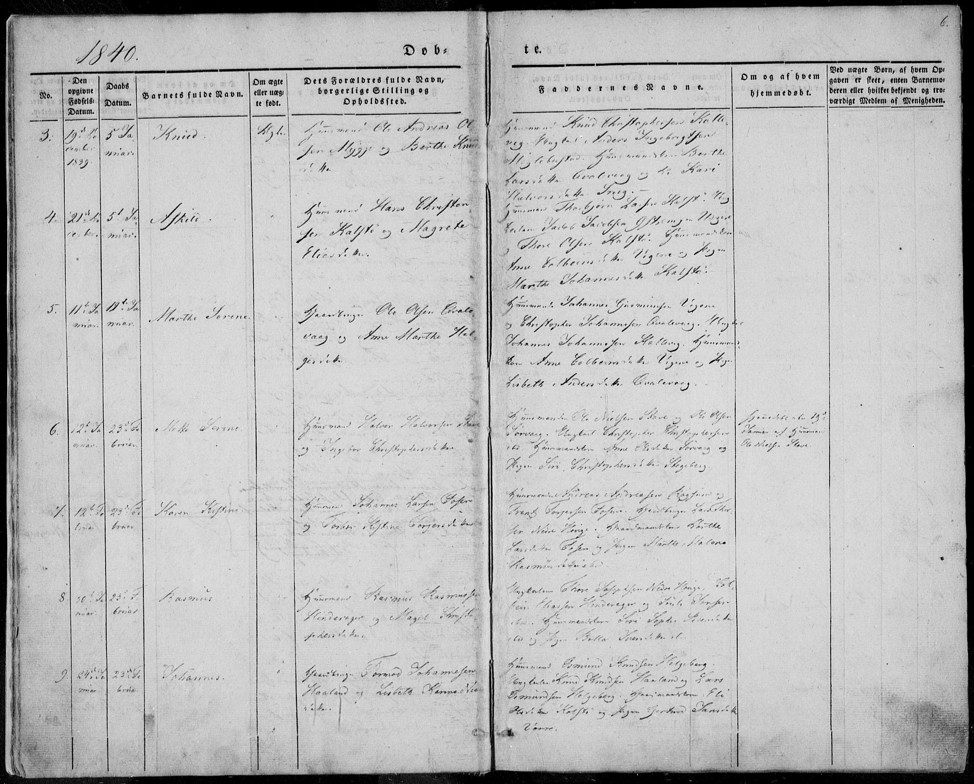 Avaldsnes sokneprestkontor, AV/SAST-A -101851/H/Ha/Haa/L0006: Parish register (official) no. A 6, 1839-1847, p. 6