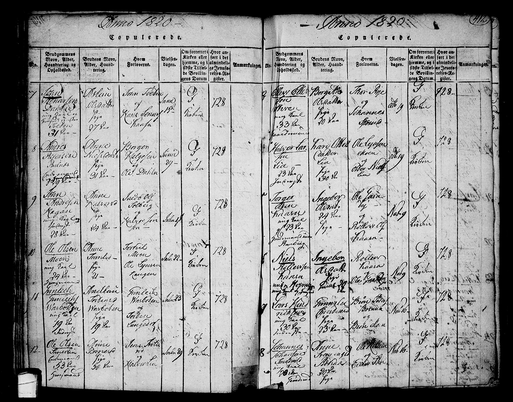 Heddal kirkebøker, AV/SAKO-A-268/F/Fa/L0005: Parish register (official) no. I 5, 1814-1837, p. 411-412