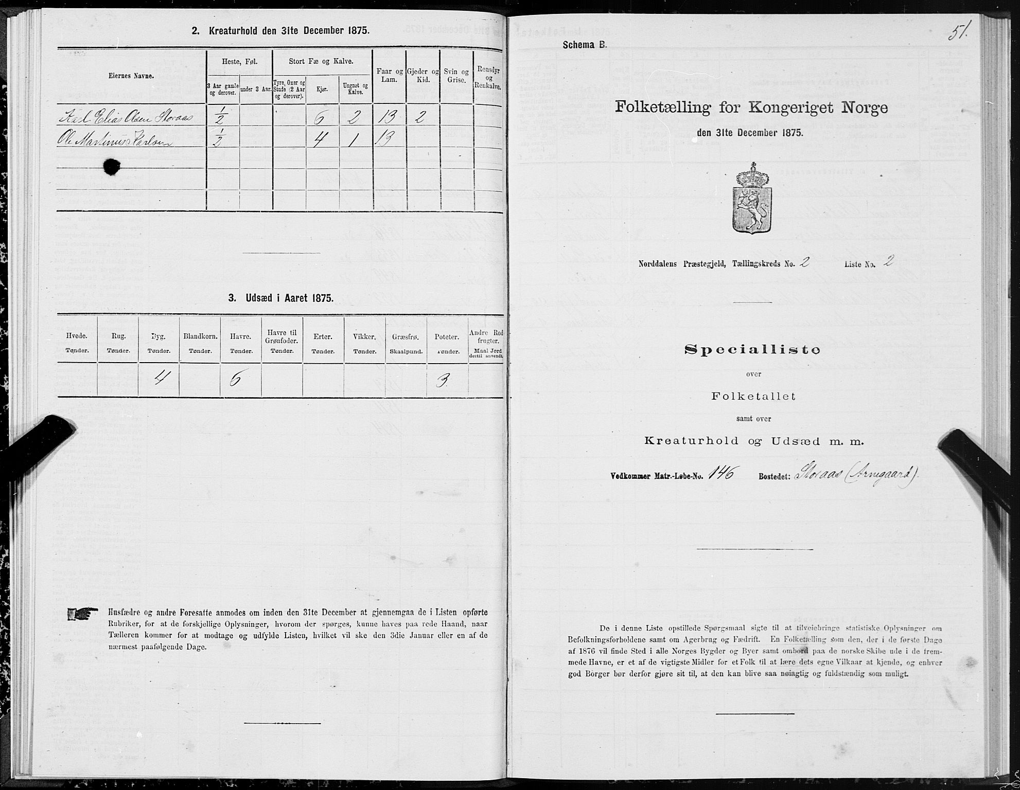 SAT, 1875 census for 1524P Norddal, 1875, p. 1051