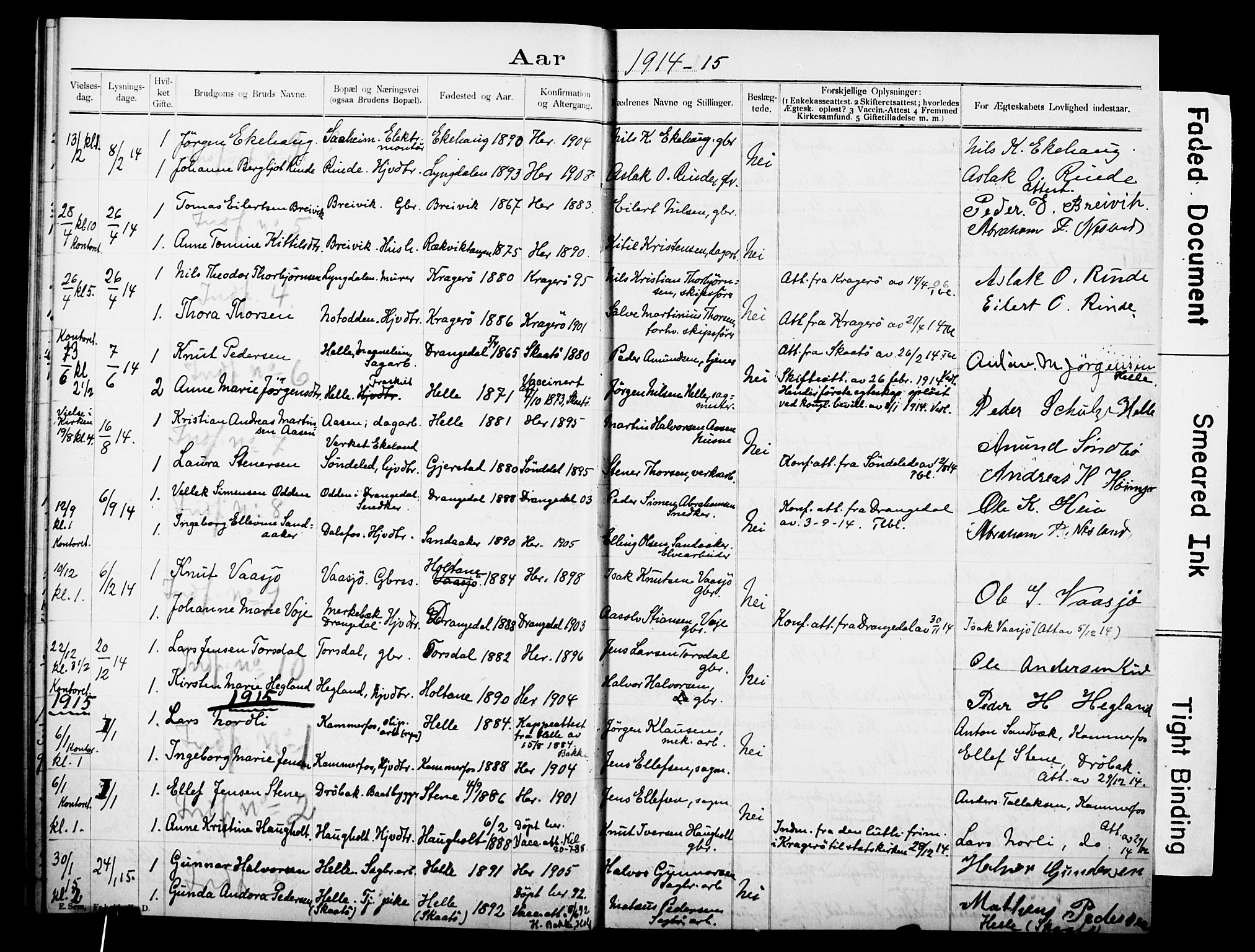 Sannidal kirkebøker, AV/SAKO-A-296/H/Ha/L0001: Banns register no. 1, 1900-1918