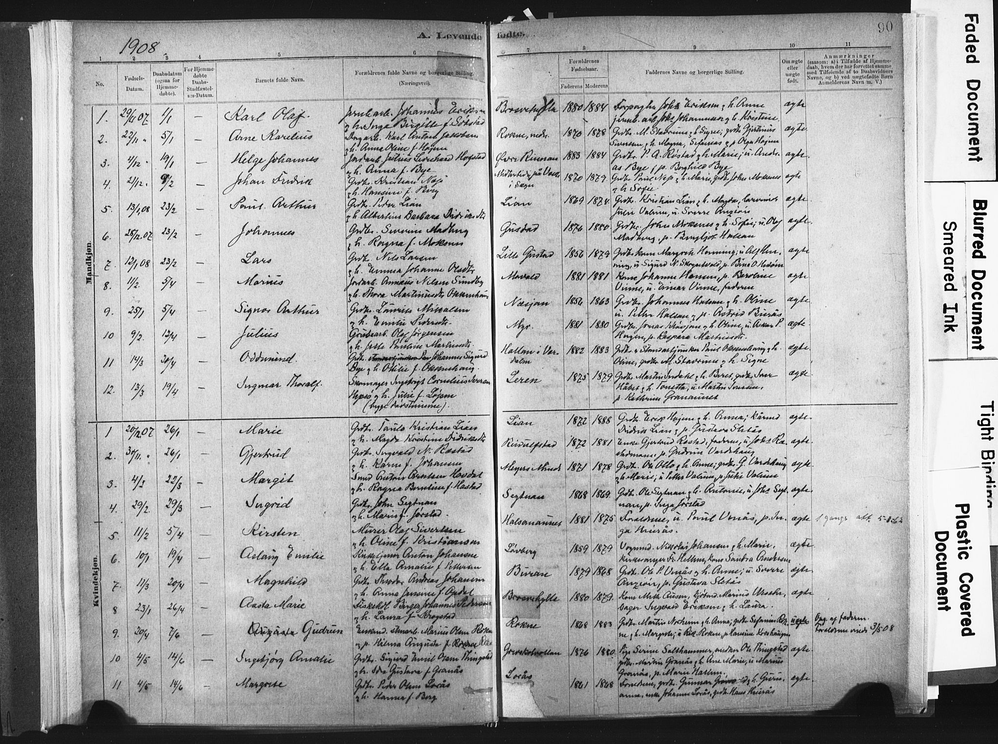 Ministerialprotokoller, klokkerbøker og fødselsregistre - Nord-Trøndelag, SAT/A-1458/721/L0207: Parish register (official) no. 721A02, 1880-1911, p. 90