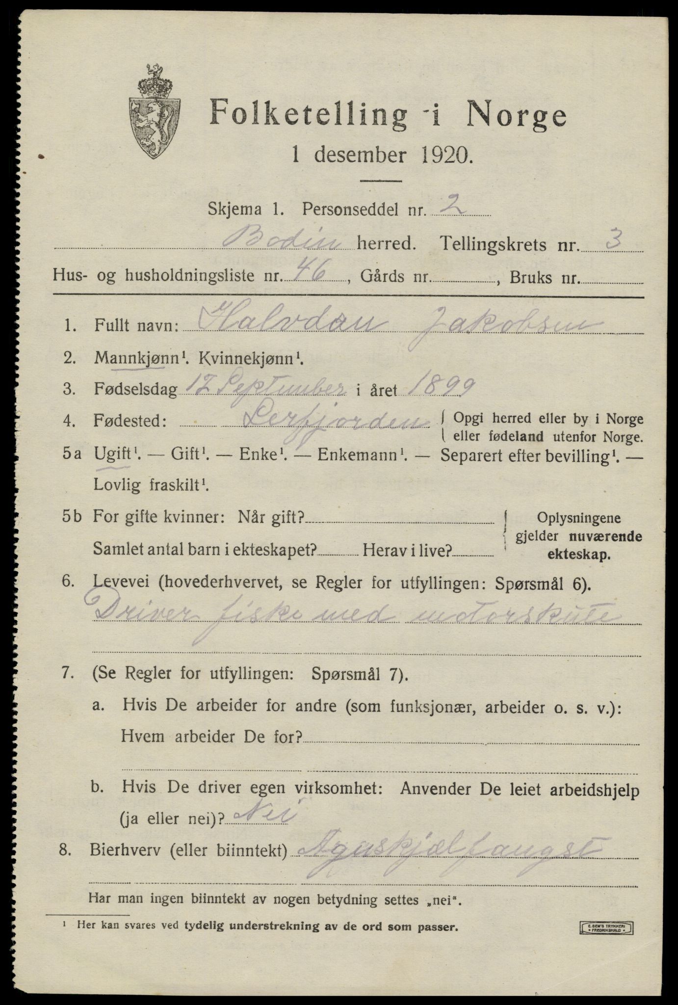 SAT, 1920 census for Bodin, 1920, p. 2682