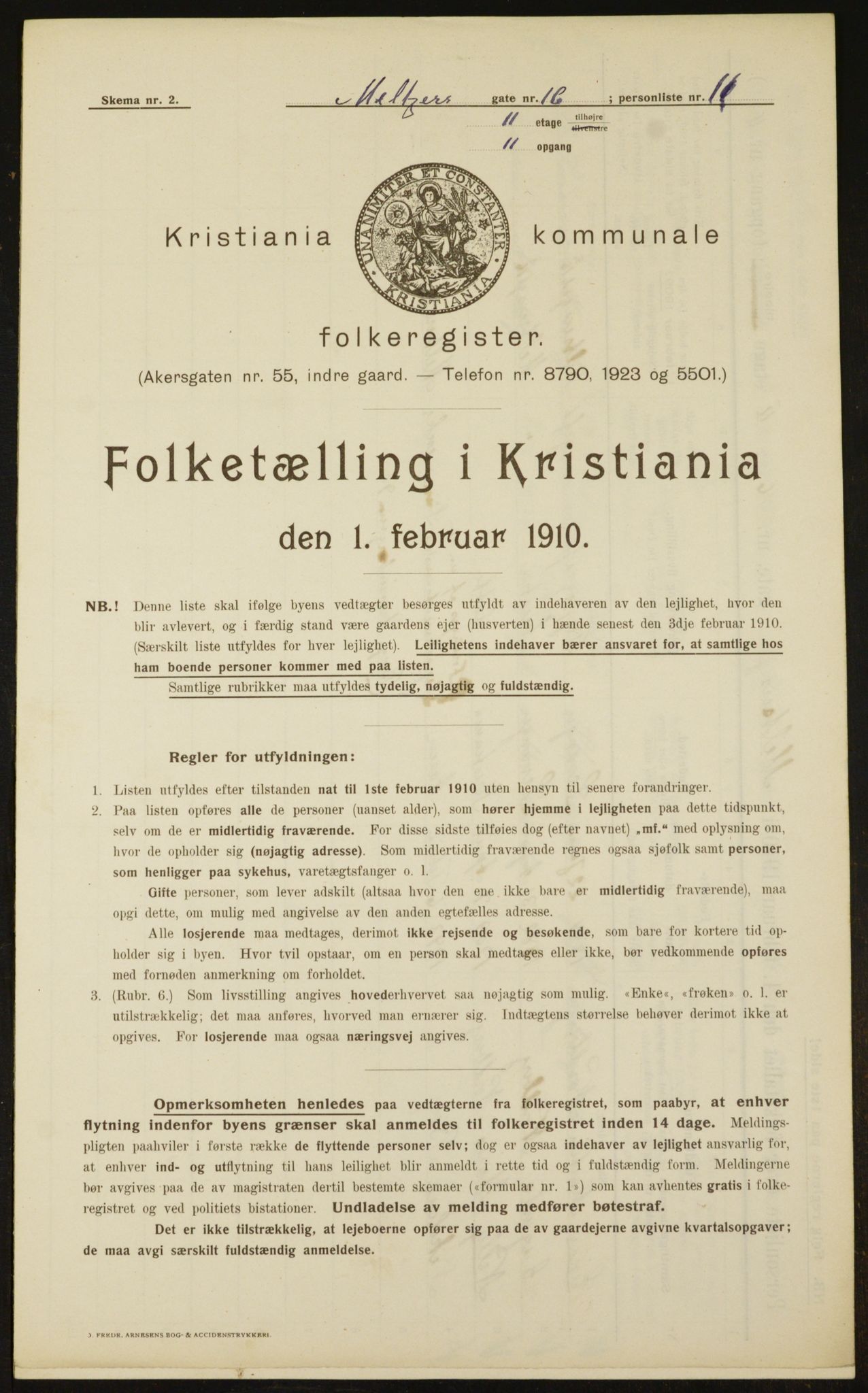 OBA, Municipal Census 1910 for Kristiania, 1910, p. 63199