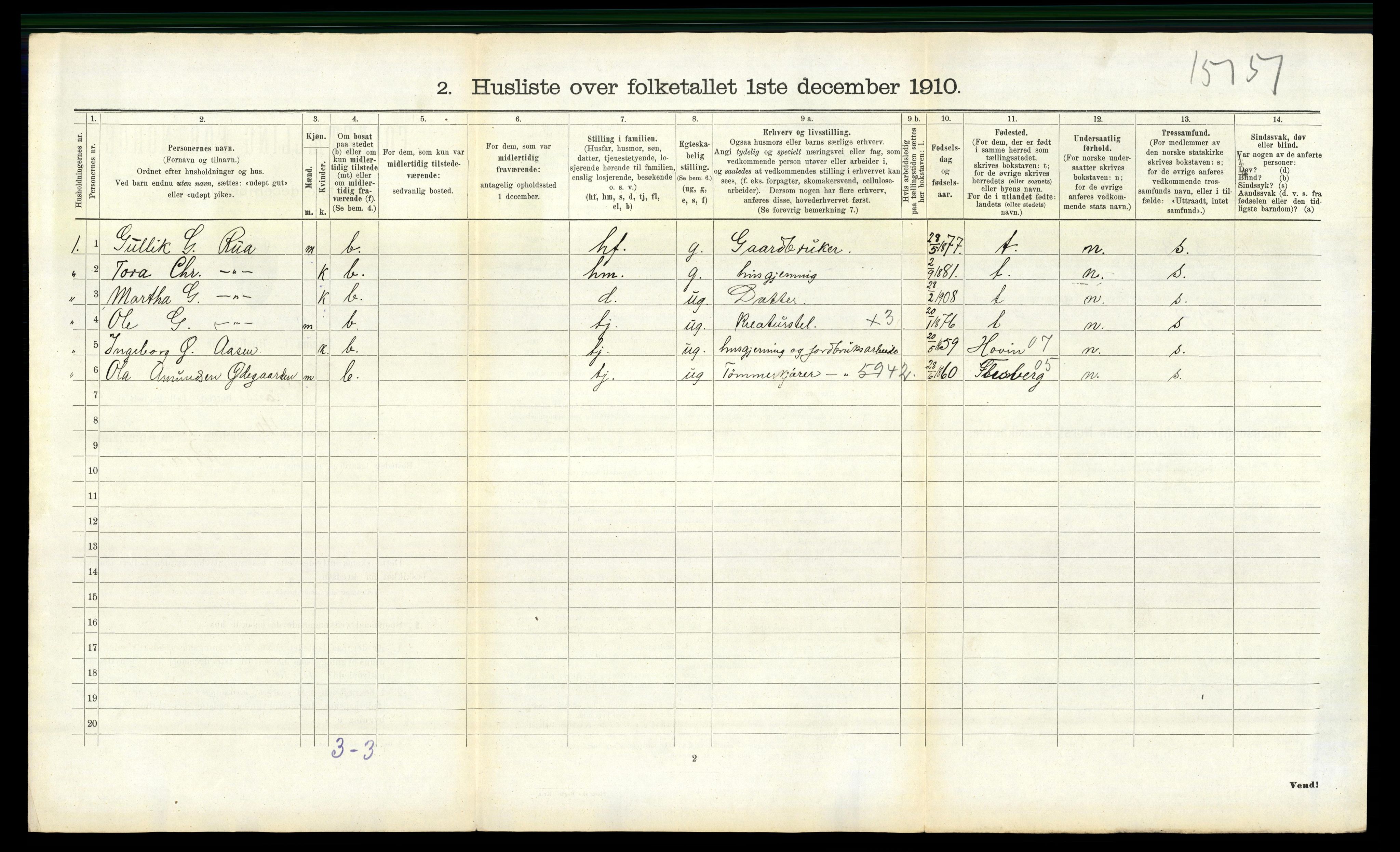 RA, 1910 census for Gransherad, 1910, p. 483