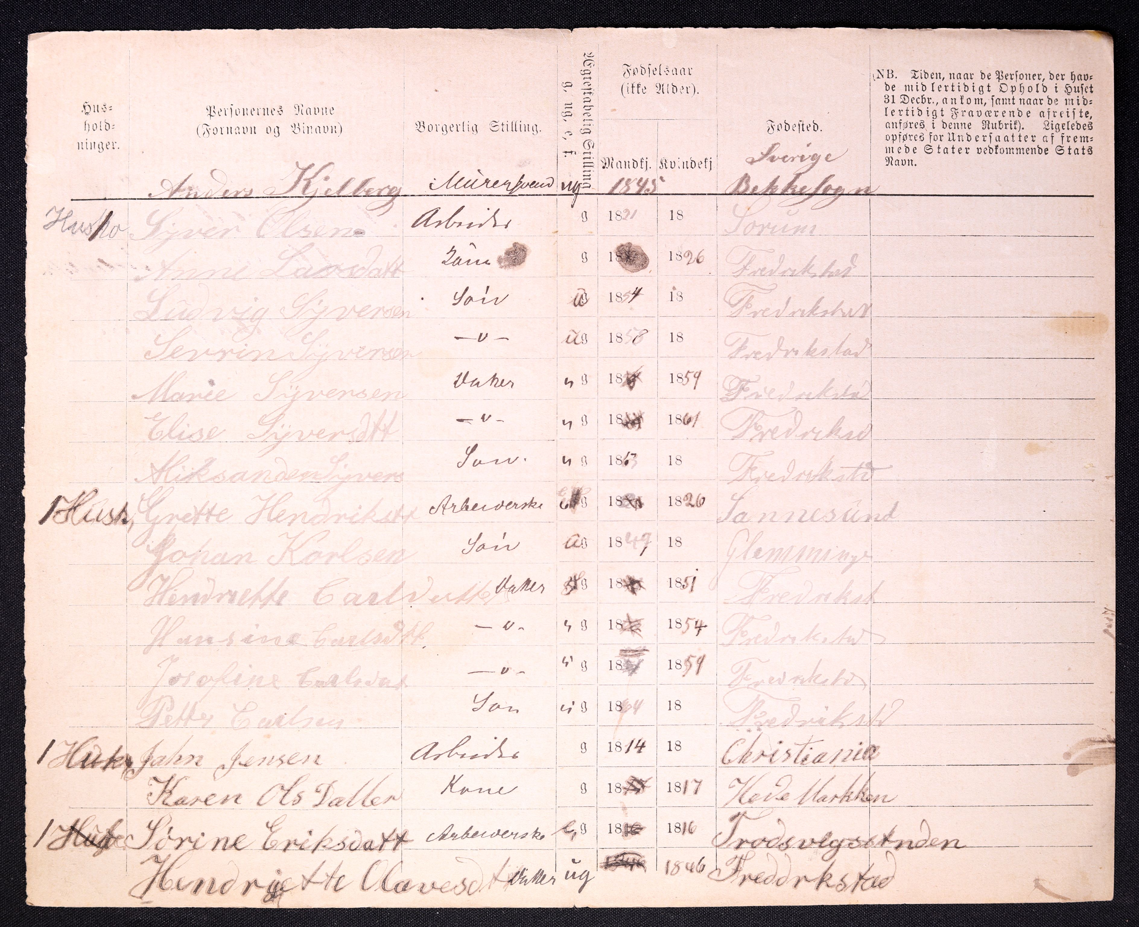 RA, 1870 census for 0103 Fredrikstad, 1870, p. 1384