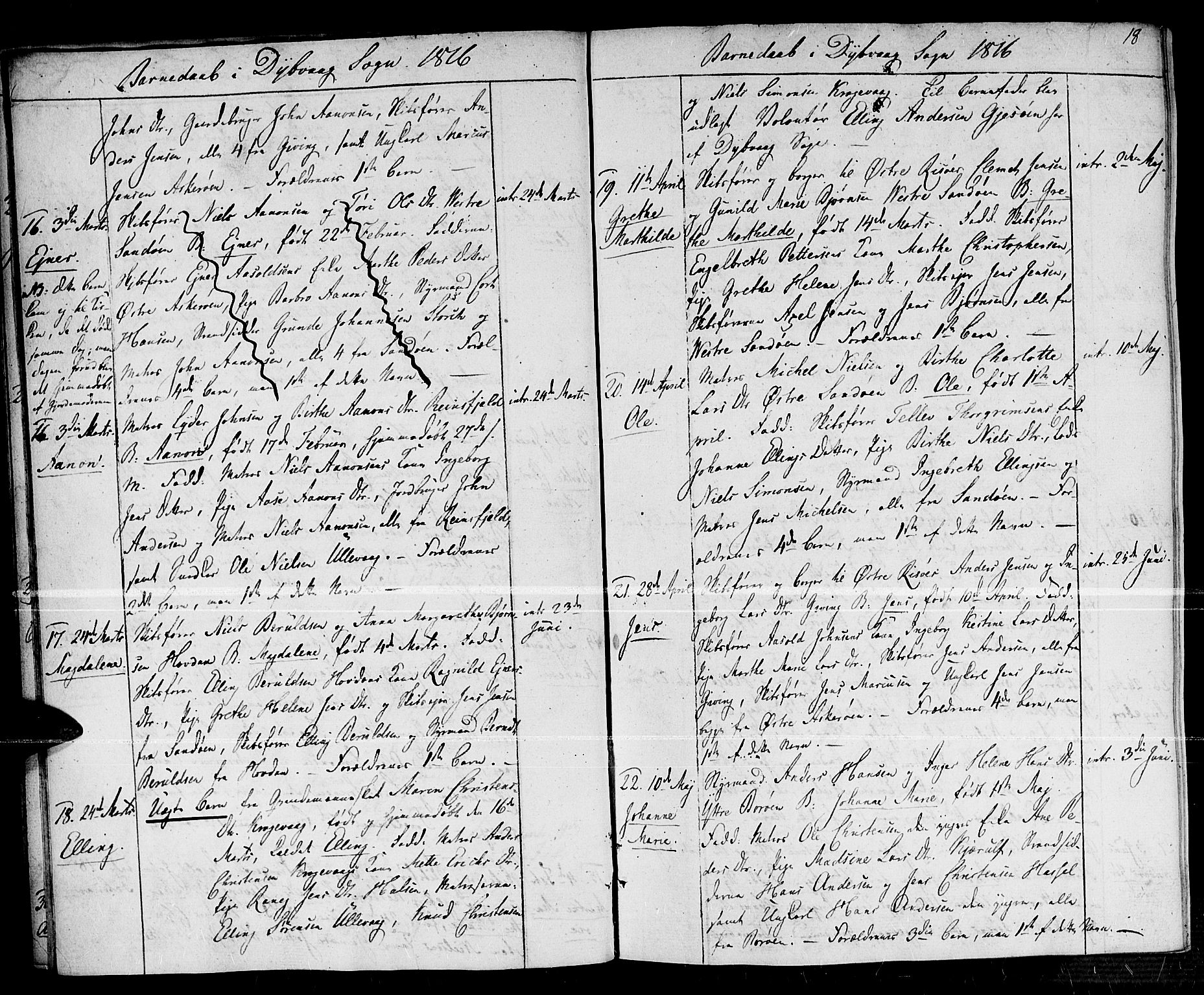 Dypvåg sokneprestkontor, AV/SAK-1111-0007/F/Fa/Faa/L0002: Parish register (official) no. A 2/ 1, 1813-1824, p. 18