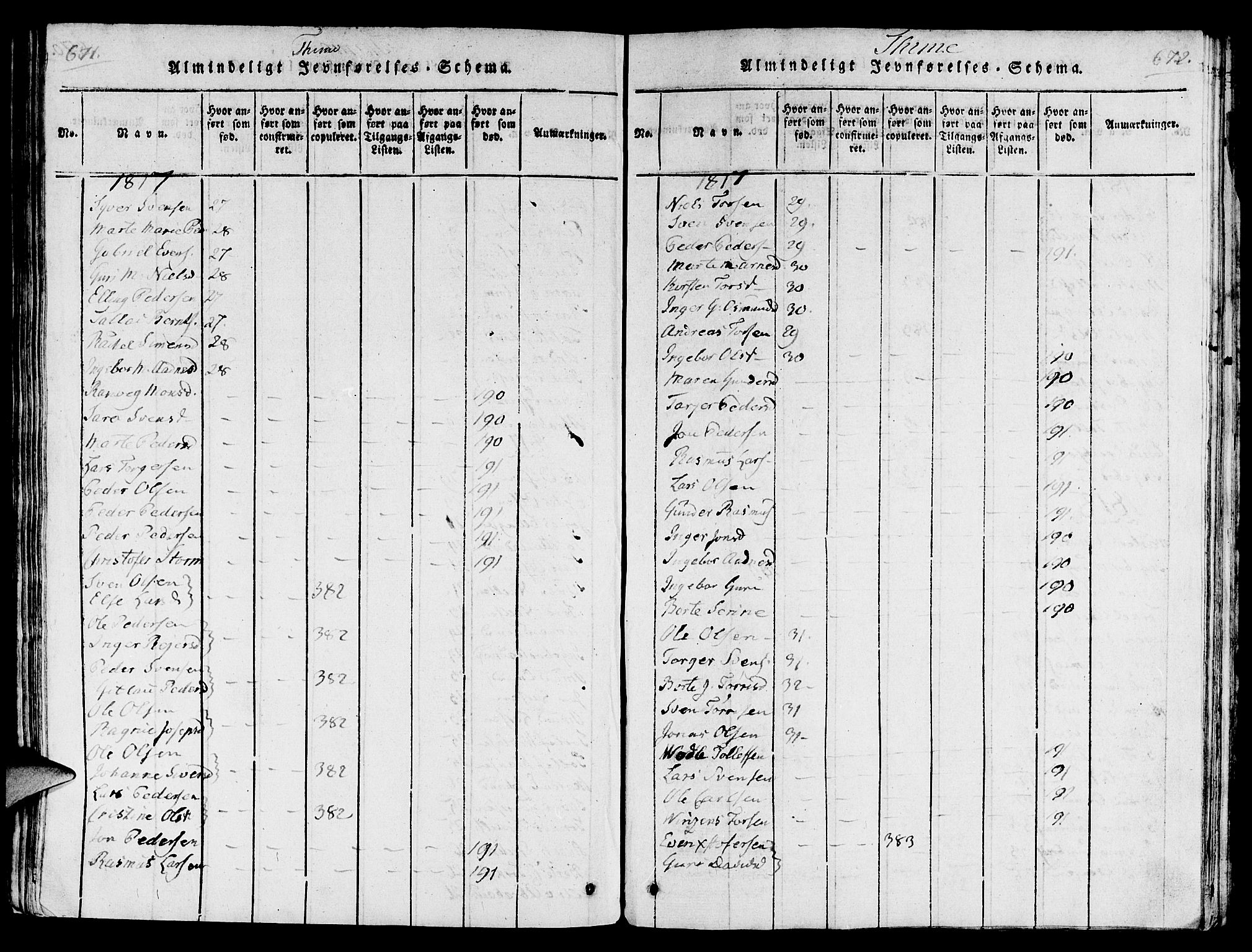 Lye sokneprestkontor, SAST/A-101794/001/30/30BA/L0003: Parish register (official) no. A 3 /1, 1816-1826, p. 671-672