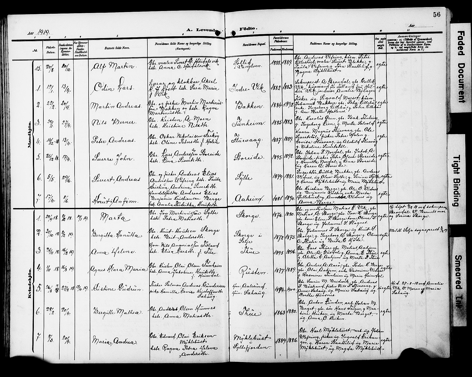 Ministerialprotokoller, klokkerbøker og fødselsregistre - Møre og Romsdal, SAT/A-1454/501/L0018: Parish register (copy) no. 501C04, 1902-1930, p. 56