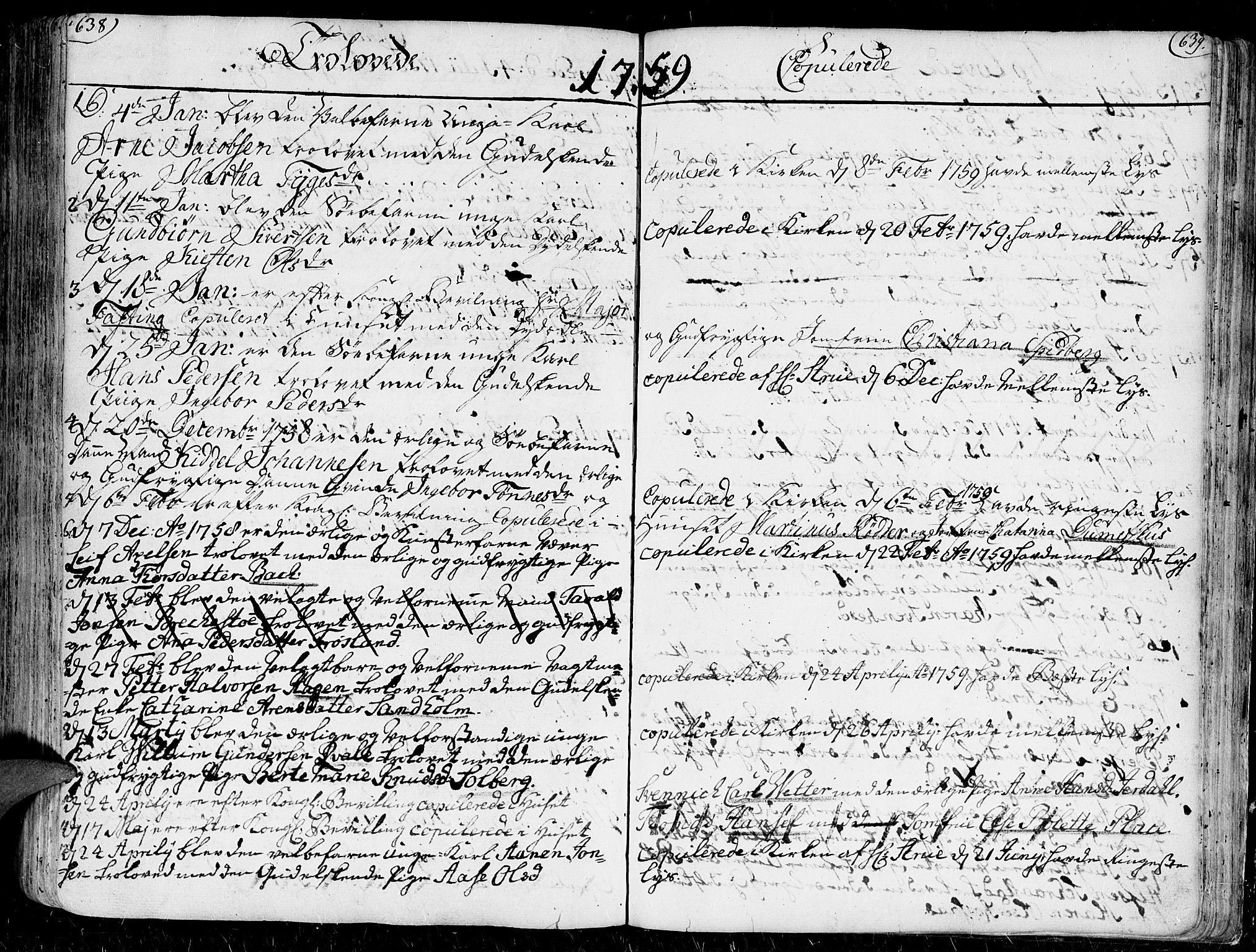 Kristiansand domprosti, AV/SAK-1112-0006/F/Fa/L0001: Parish register (official) no. A 1, 1734-1793, p. 638-639