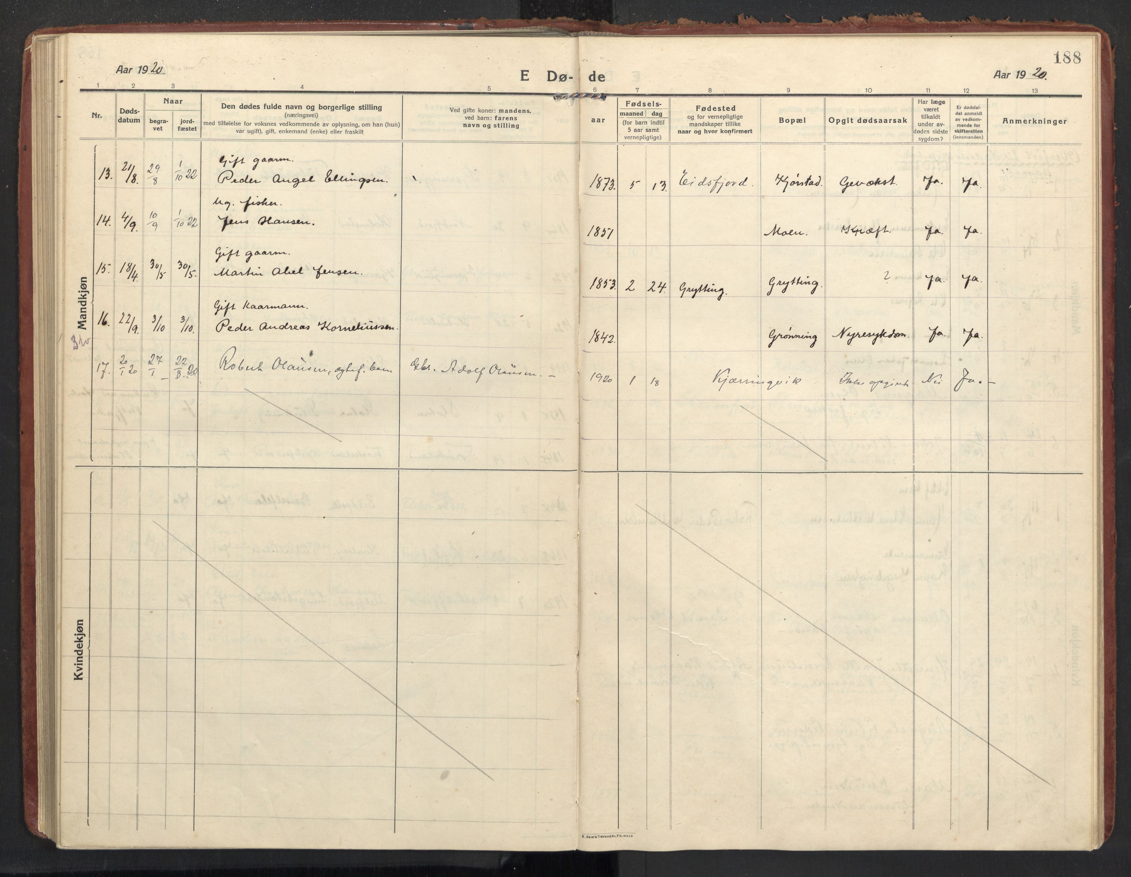 Ministerialprotokoller, klokkerbøker og fødselsregistre - Nordland, AV/SAT-A-1459/890/L1288: Parish register (official) no. 890A03, 1915-1925, p. 188