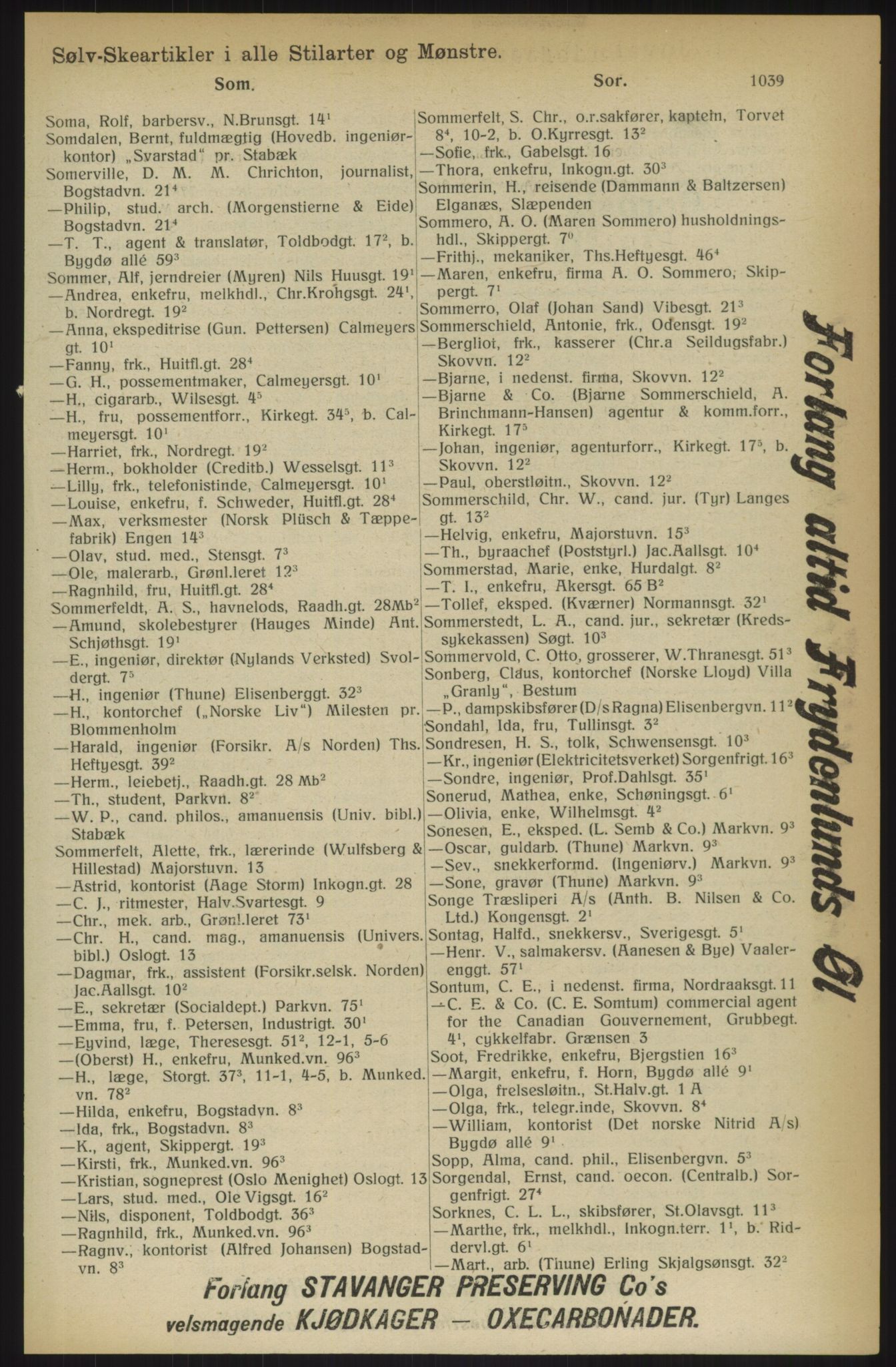 Kristiania/Oslo adressebok, PUBL/-, 1914, p. 1039