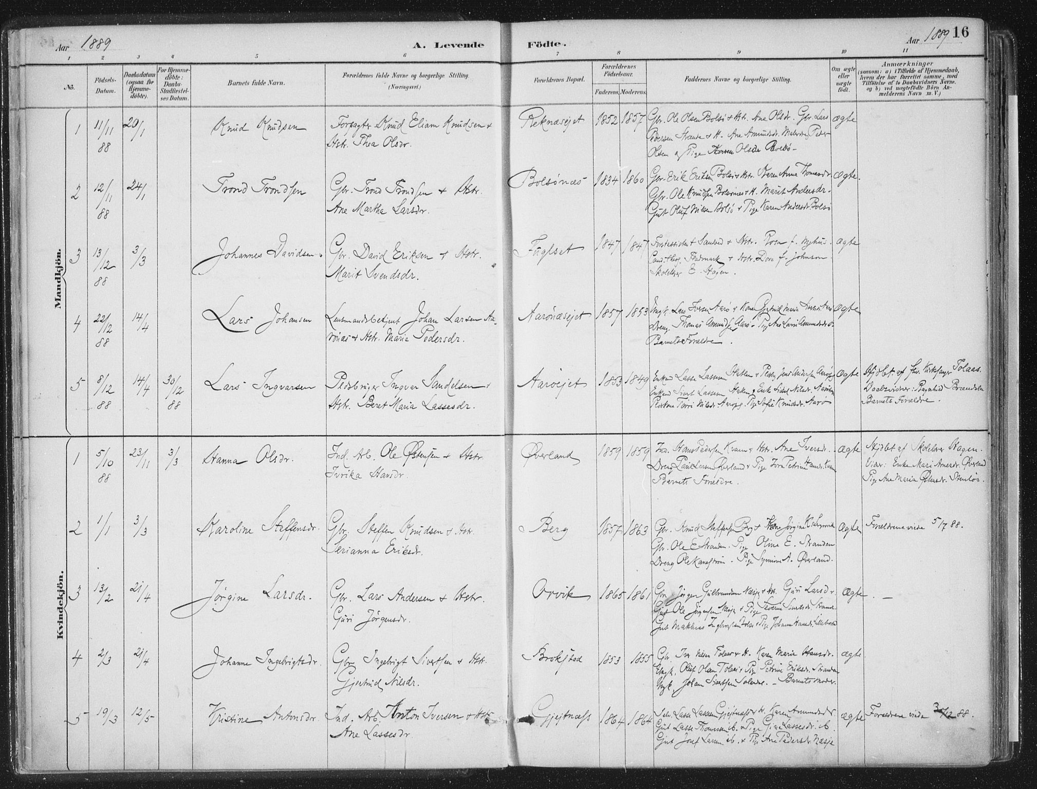 Ministerialprotokoller, klokkerbøker og fødselsregistre - Møre og Romsdal, SAT/A-1454/555/L0658: Parish register (official) no. 555A09, 1887-1917, p. 16