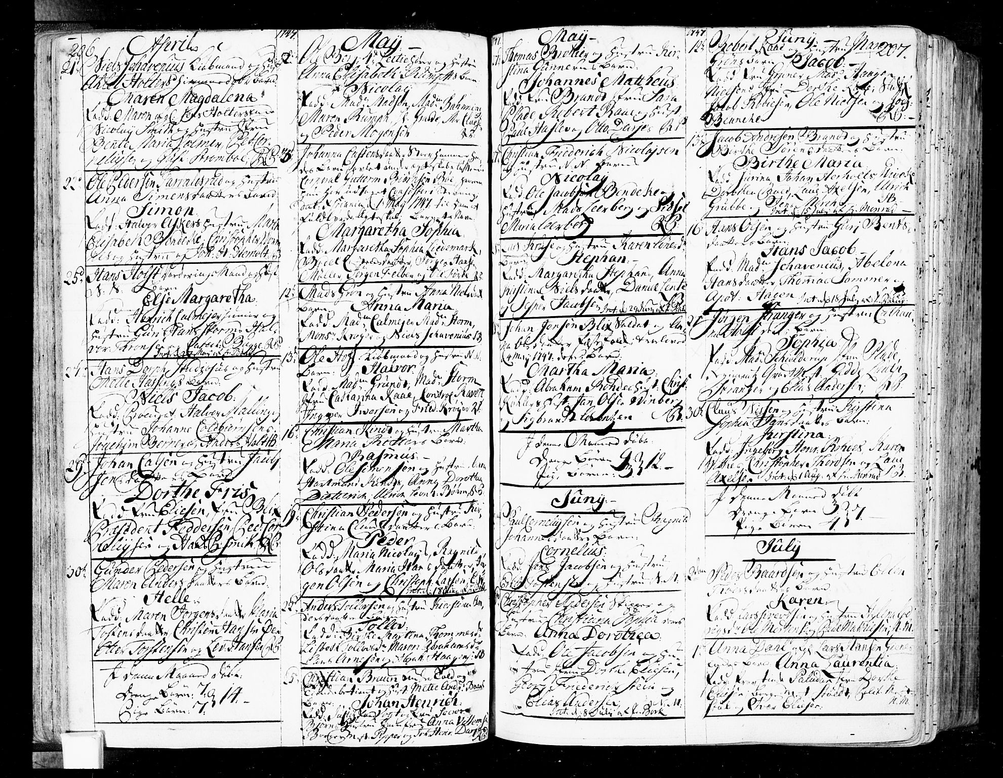 Oslo domkirke Kirkebøker, SAO/A-10752/F/Fa/L0004: Parish register (official) no. 4, 1743-1786, p. 206-207