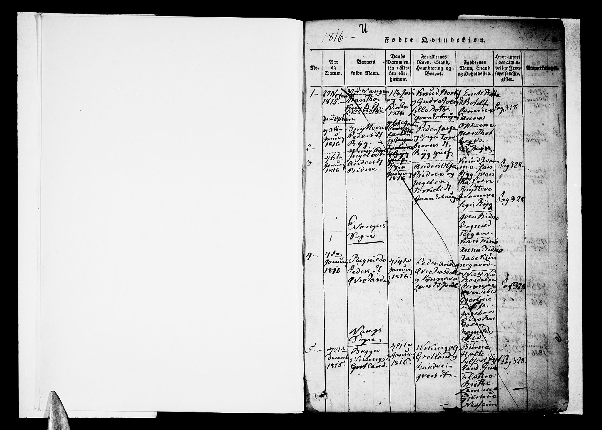 Voss sokneprestembete, SAB/A-79001/H/Haa: Parish register (official) no. A 11, 1816-1827, p. 1