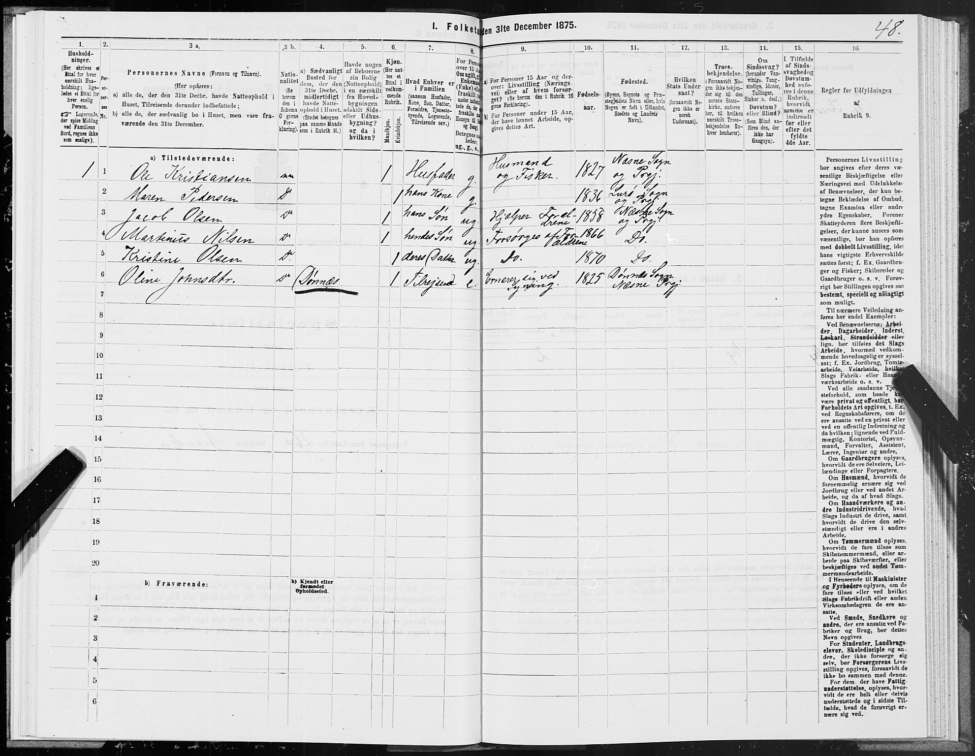 SAT, 1875 census for 1828P Nesna, 1875, p. 4048