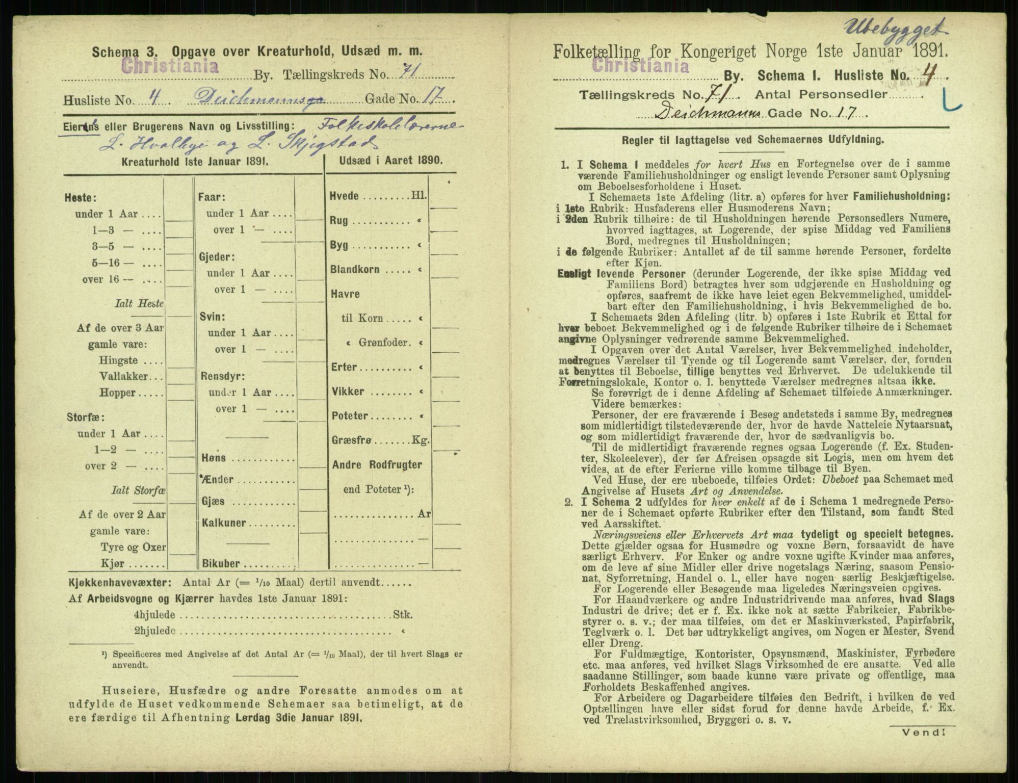 RA, 1891 census for 0301 Kristiania, 1891, p. 38909