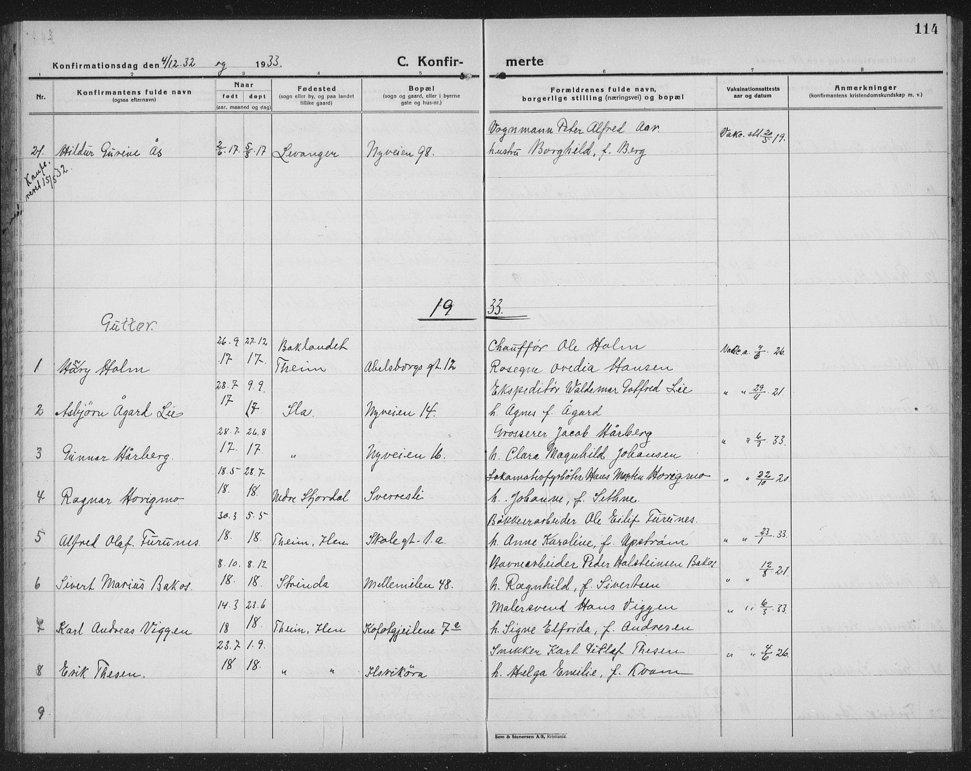 Ministerialprotokoller, klokkerbøker og fødselsregistre - Sør-Trøndelag, SAT/A-1456/603/L0175: Parish register (copy) no. 603C03, 1923-1941, p. 114