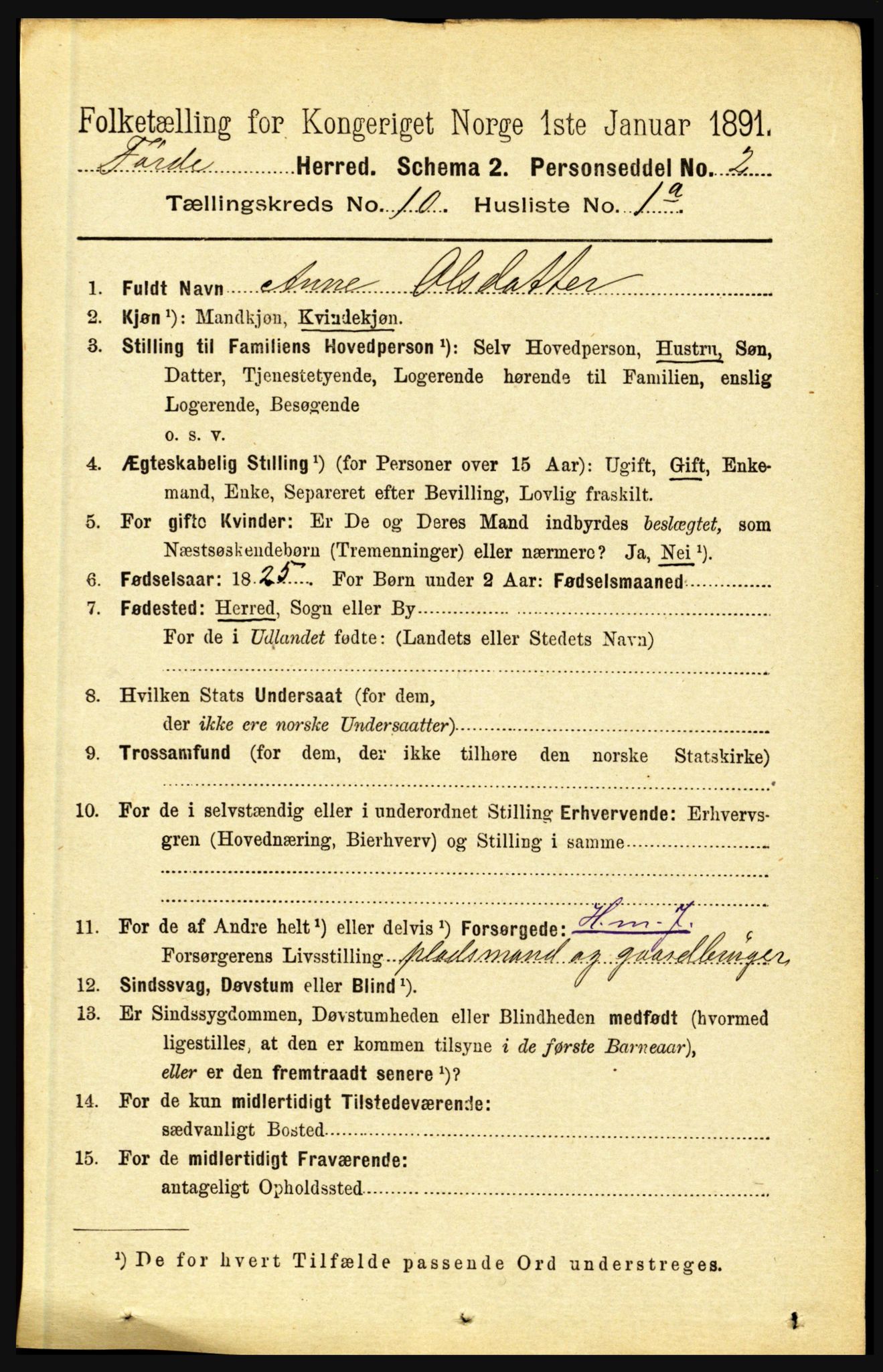 RA, 1891 census for 1432 Førde, 1891, p. 3668