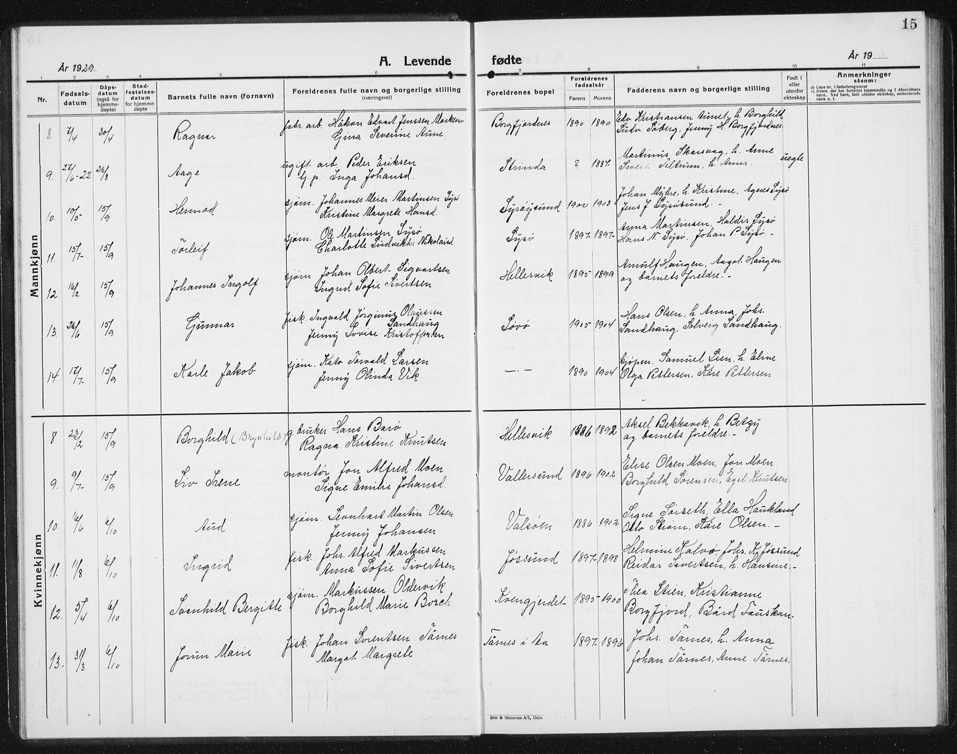 Ministerialprotokoller, klokkerbøker og fødselsregistre - Sør-Trøndelag, SAT/A-1456/654/L0667: Parish register (copy) no. 654C03, 1924-1939, p. 15