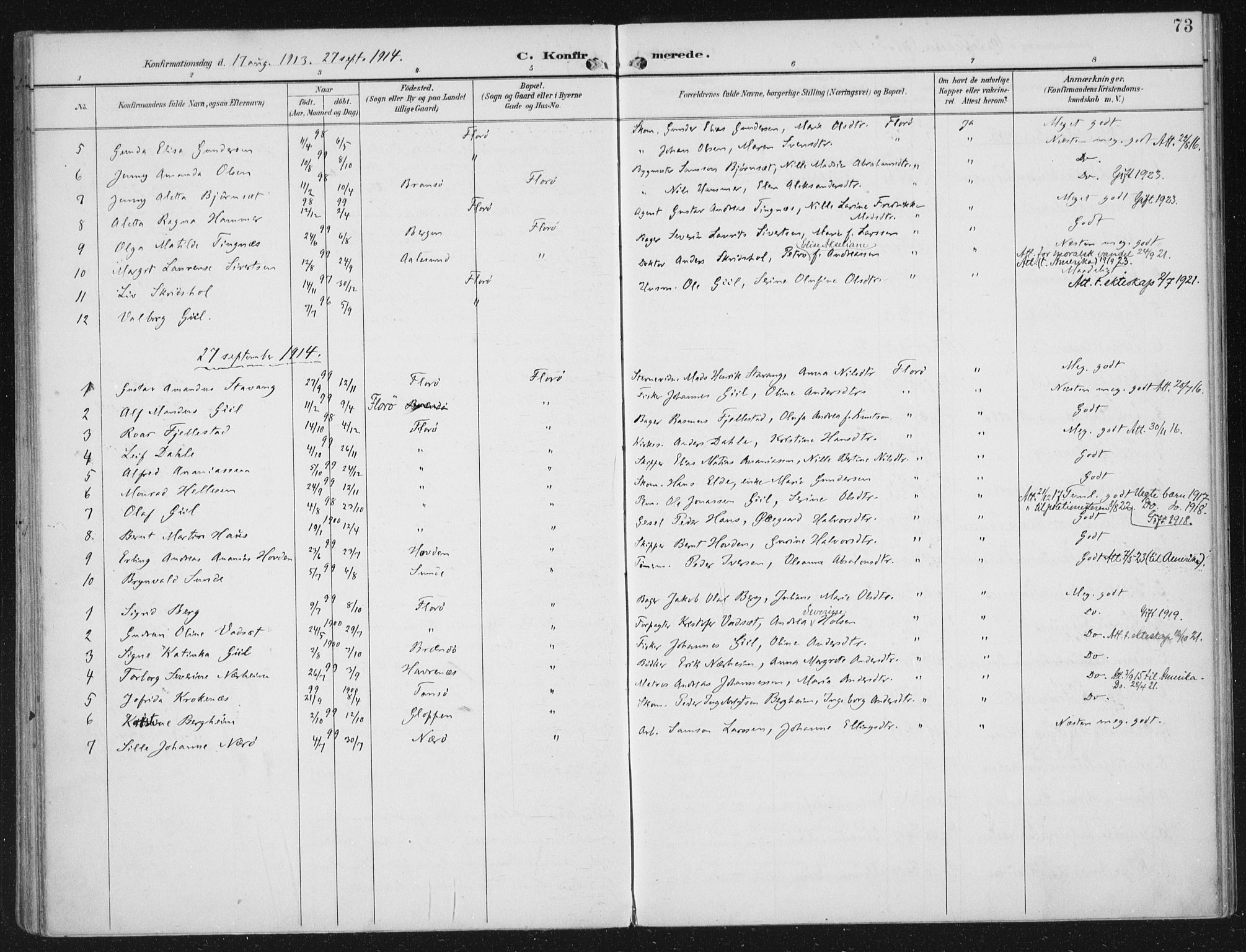 Kinn sokneprestembete, SAB/A-80801/H/Haa/Haac/L0002: Parish register (official) no. C 2, 1895-1916, p. 73