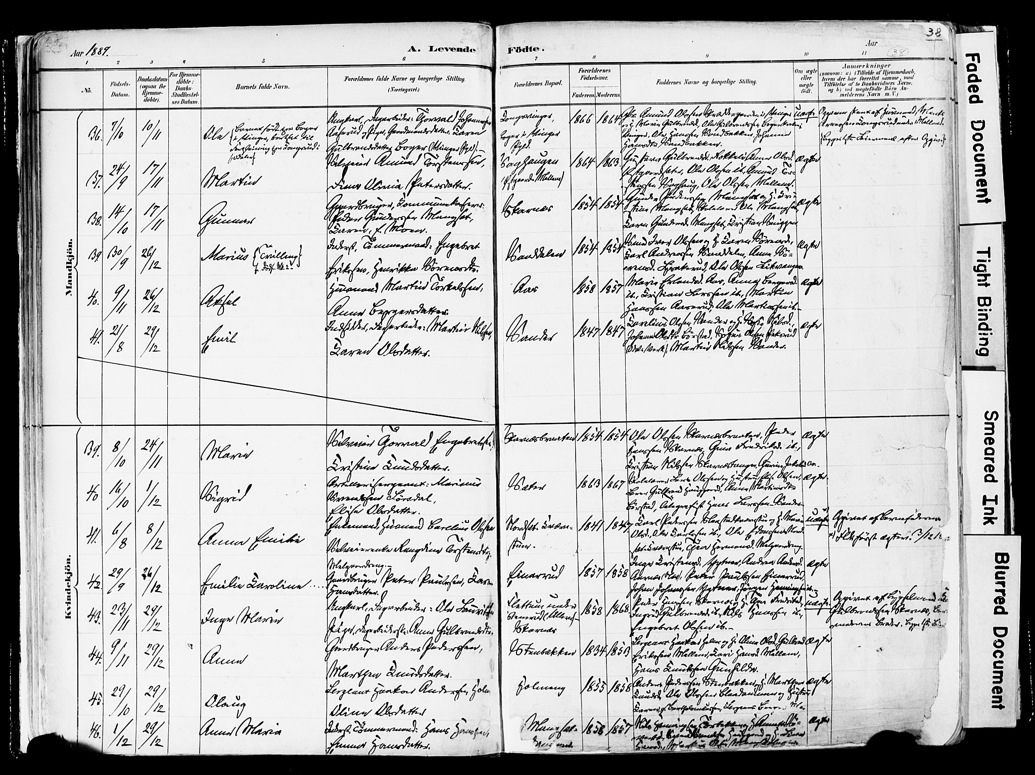 Sør-Odal prestekontor, AV/SAH-PREST-030/H/Ha/Haa/L0006: Parish register (official) no. 6, 1886-1931, p. 38