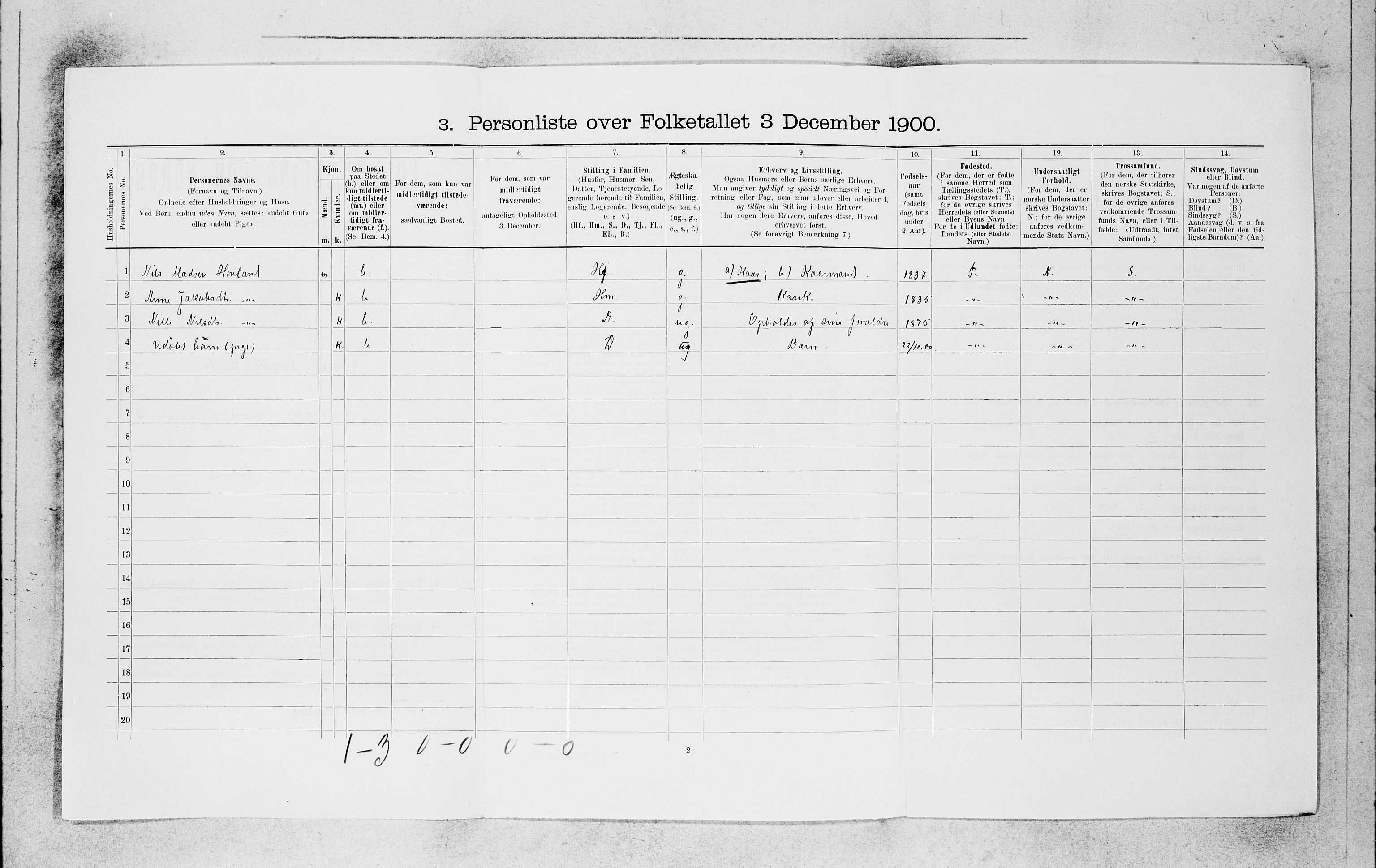SAB, 1900 census for Kinn, 1900, p. 239