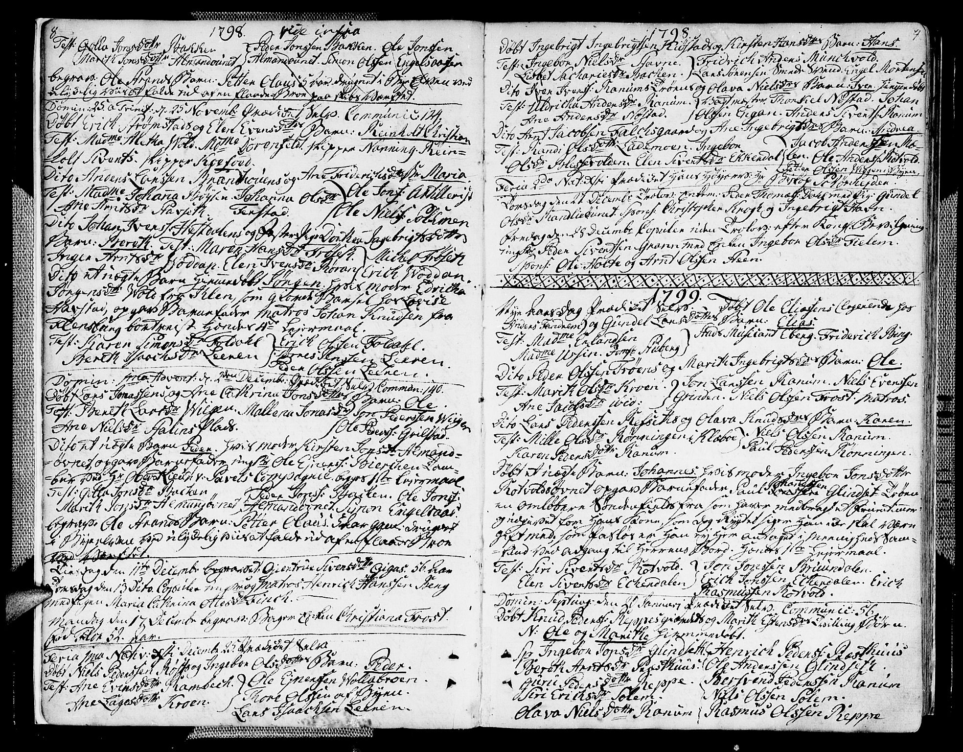 Ministerialprotokoller, klokkerbøker og fødselsregistre - Sør-Trøndelag, SAT/A-1456/604/L0181: Parish register (official) no. 604A02, 1798-1817, p. 8-9