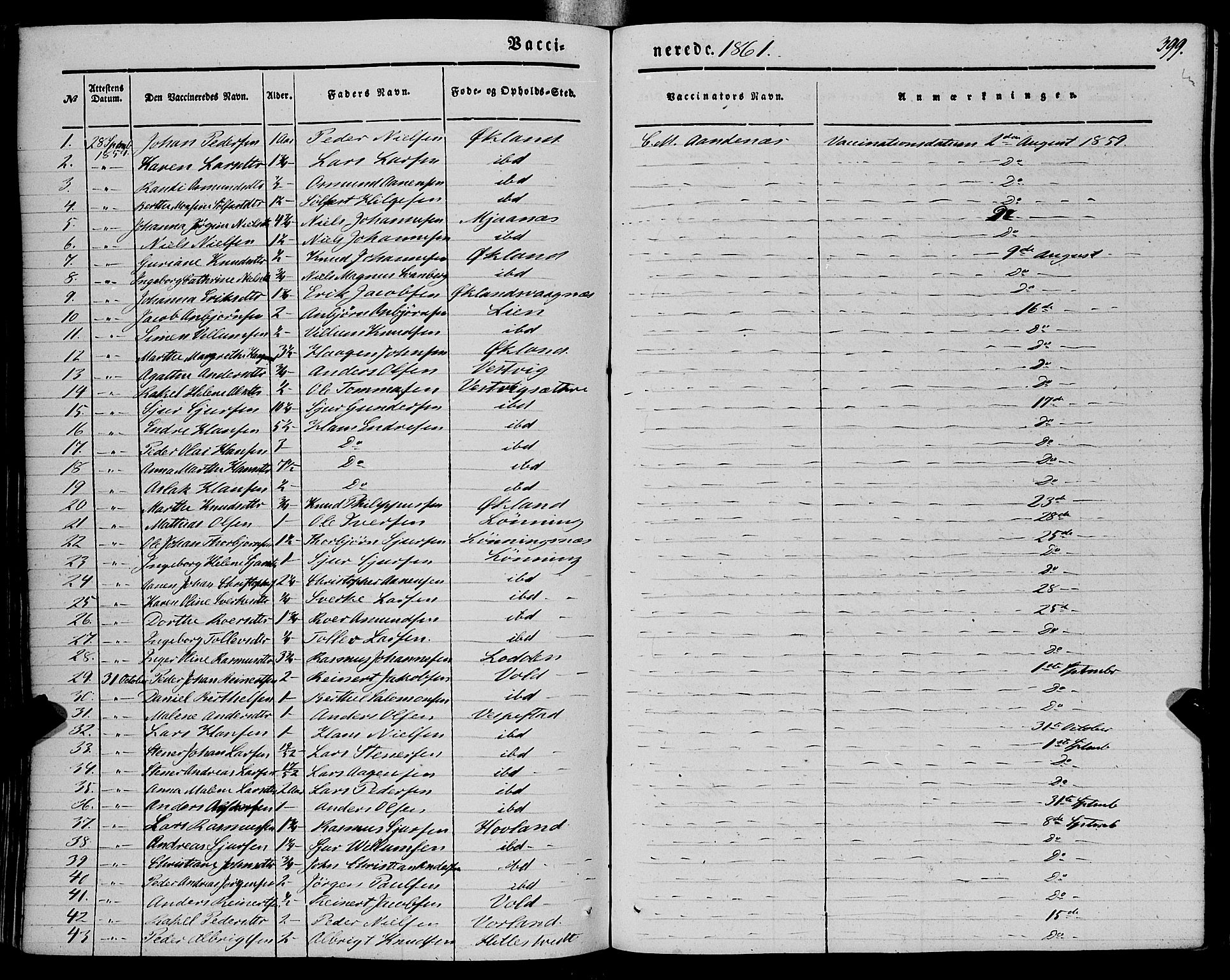 Finnås sokneprestembete, AV/SAB-A-99925/H/Ha/Haa/Haaa/L0007: Parish register (official) no. A 7, 1850-1862, p. 399