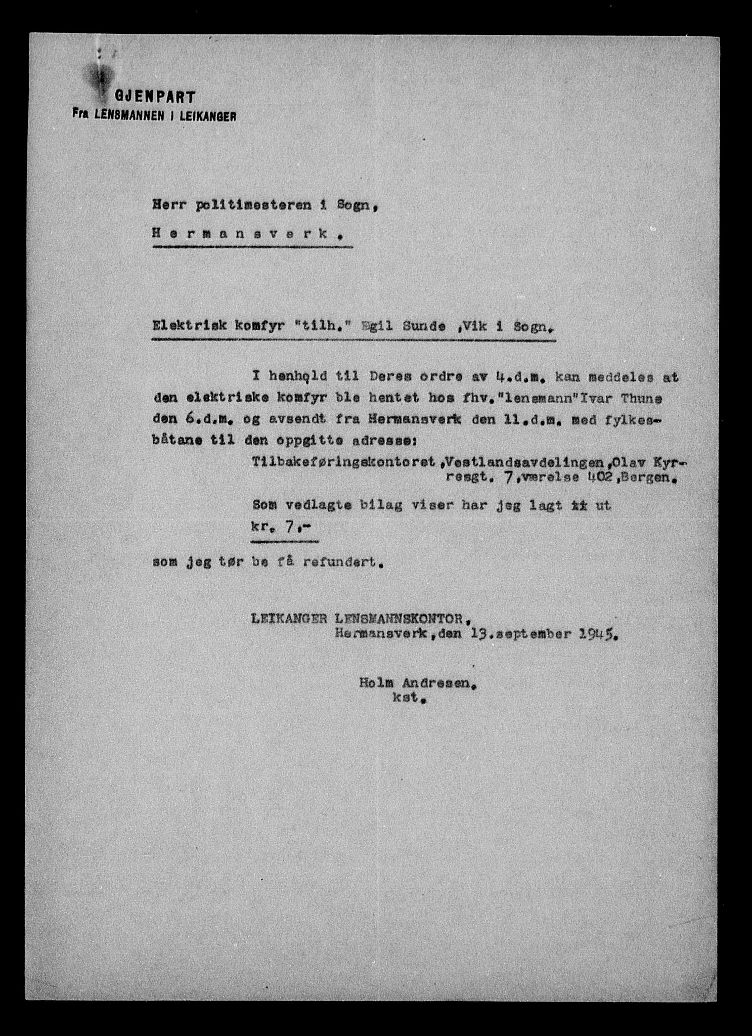 Justisdepartementet, Tilbakeføringskontoret for inndratte formuer, AV/RA-S-1564/H/Hc/Hcd/L1008: --, 1945-1947, p. 24