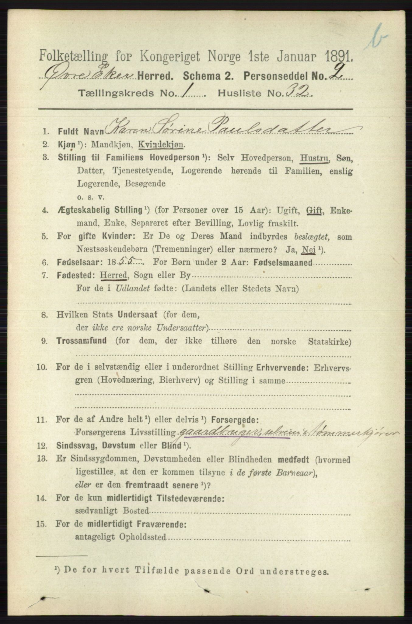 RA, 1891 census for 0624 Øvre Eiker, 1891, p. 8007